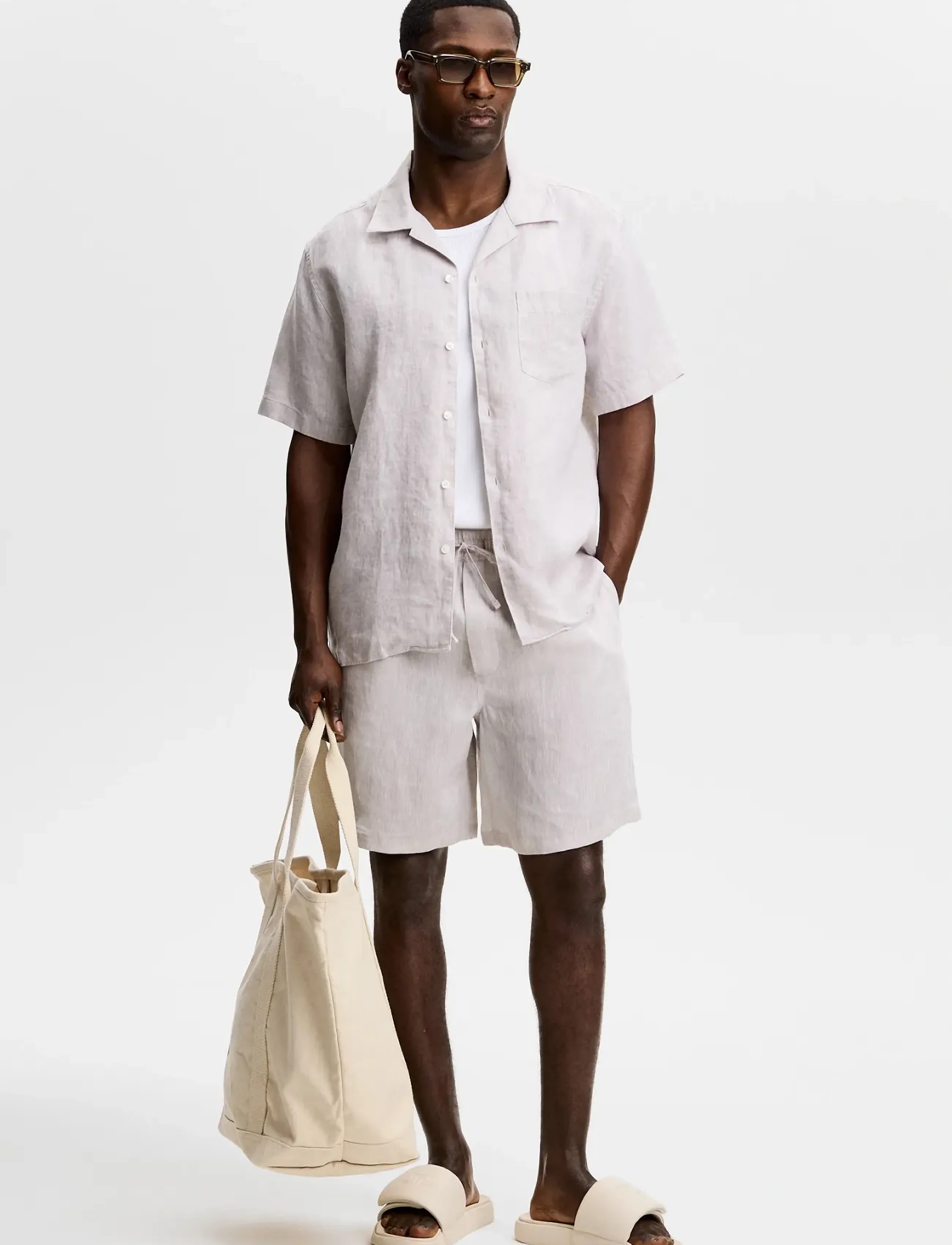 J. Lindeberg - Joff Linen Shorts - linen shorts - moonbeam - 3