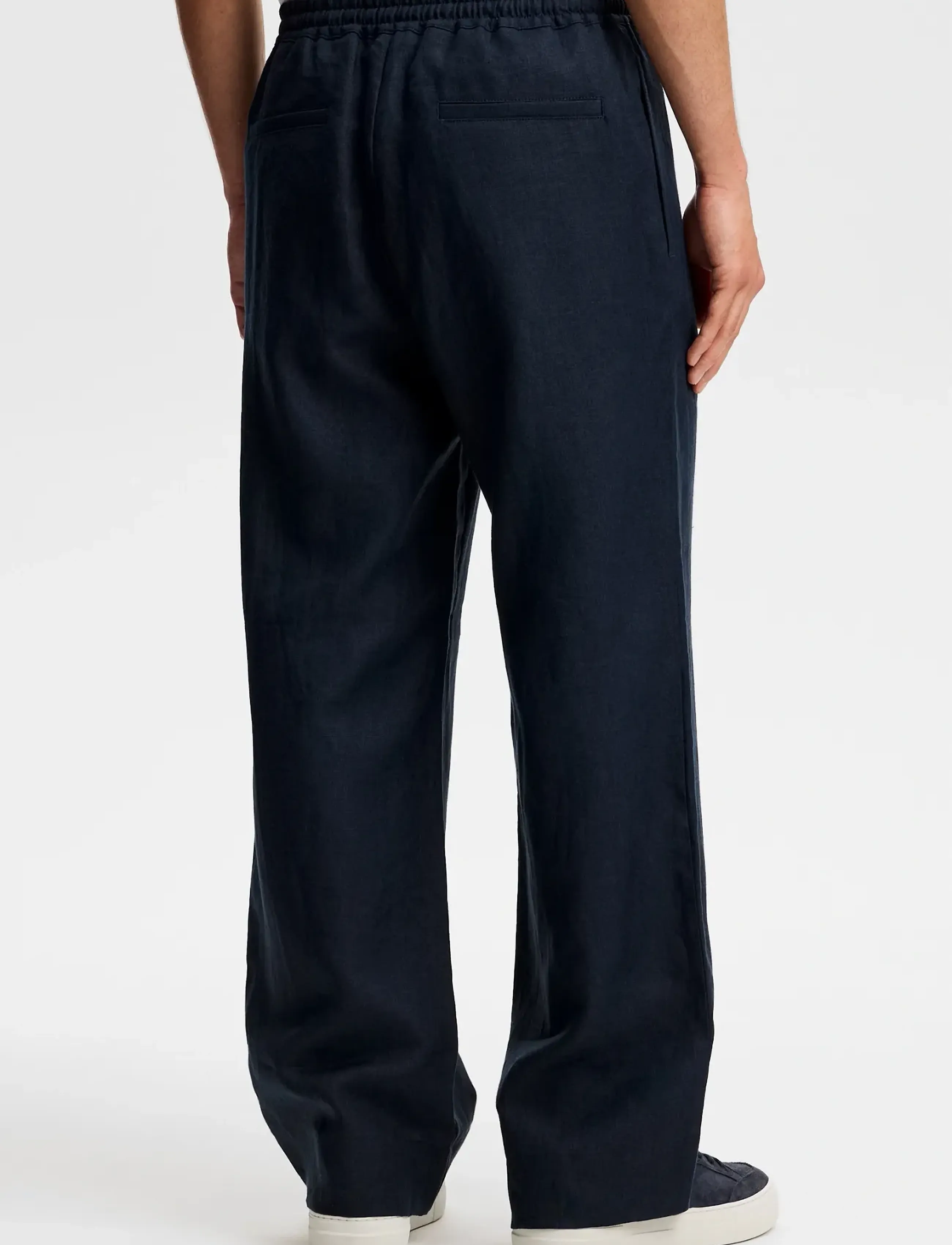 J. Lindeberg - Noah Drape Linen Pants - linen trousers - jl navy - 2