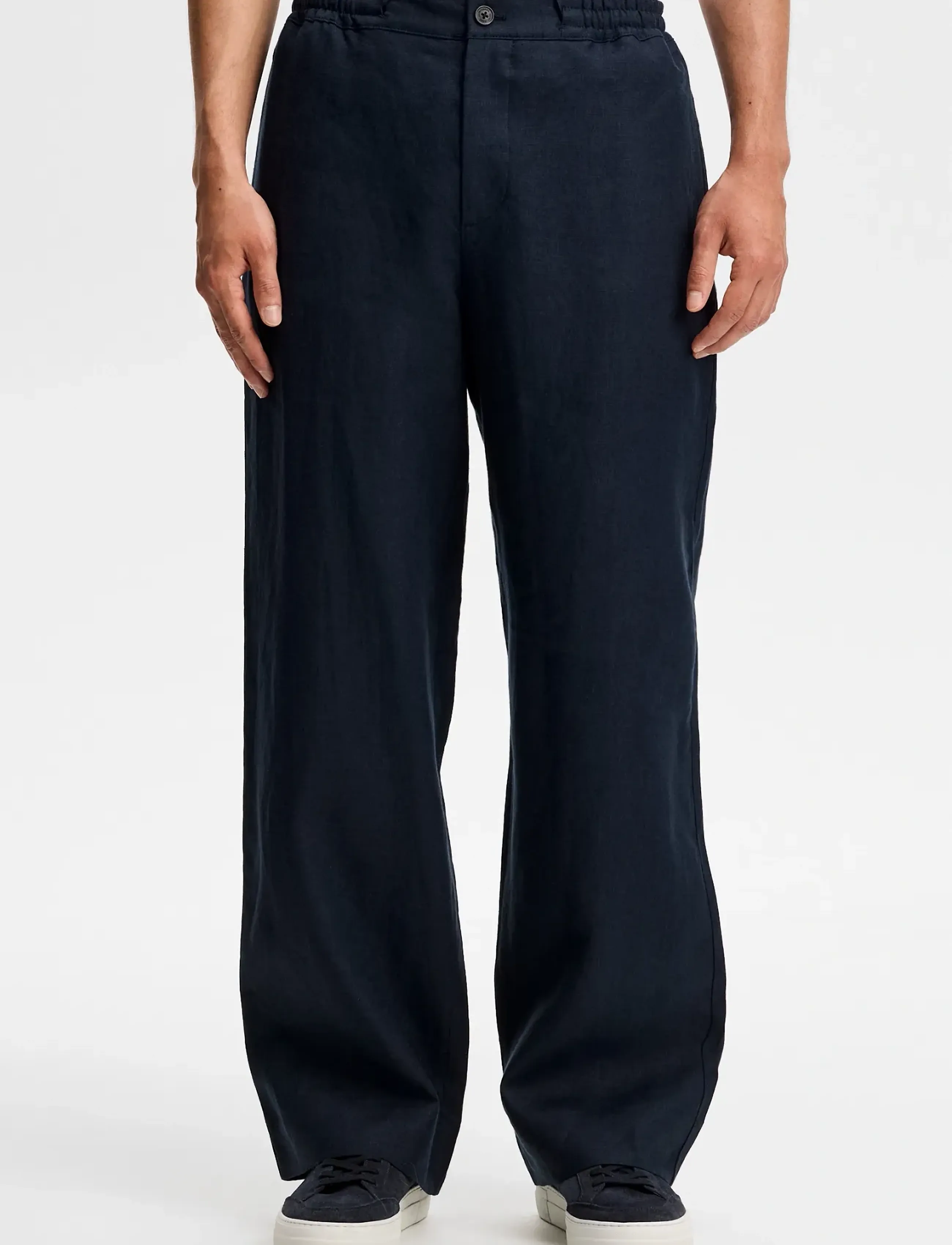 J. Lindeberg - Noah Drape Linen Pants - linen trousers - jl navy - 4