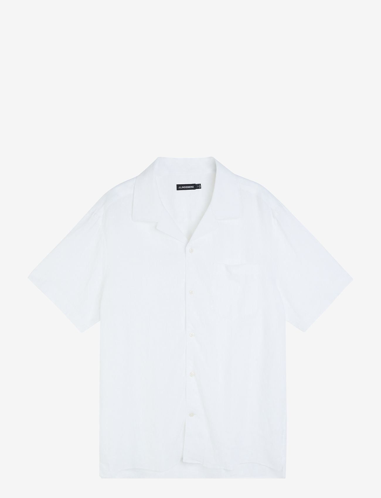 J. Lindeberg - Linen Melange SS Reg Shirt - linneskjortor - white - 0