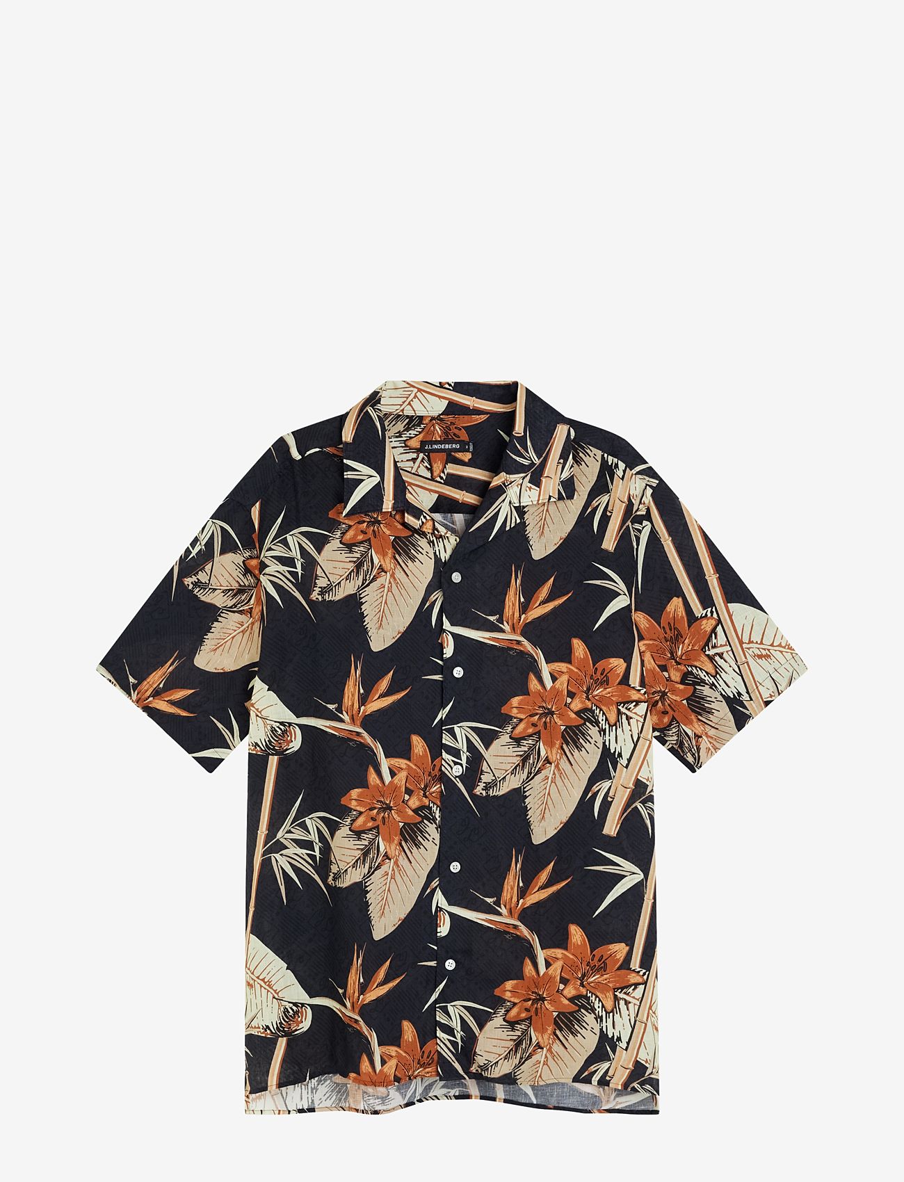 J. Lindeberg - Elio Tropical Print Reg Shirt - kortærmede skjorter - jl navy - 0