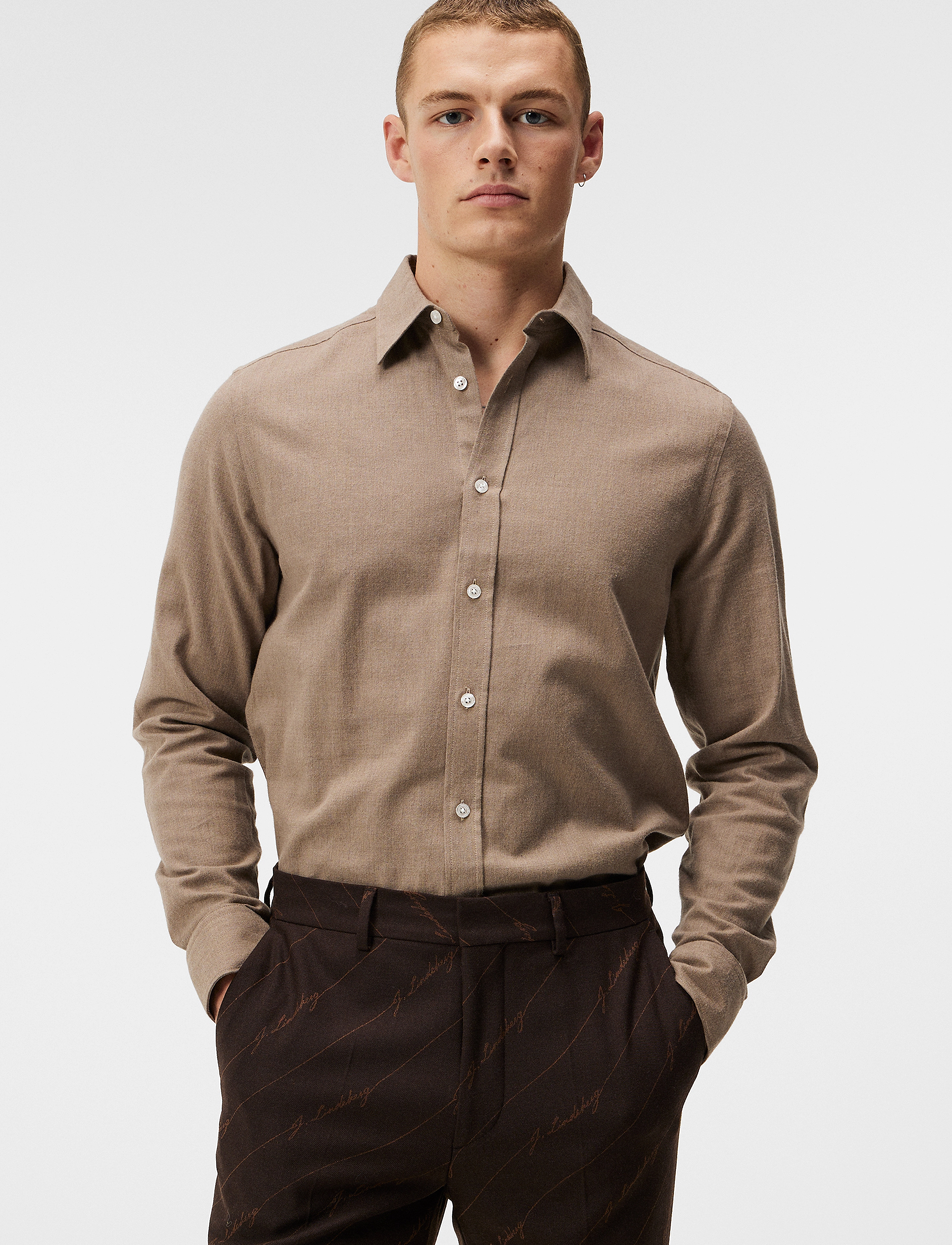 J. Lindeberg - Light Flannel Slim Shirt - butternut - 1
