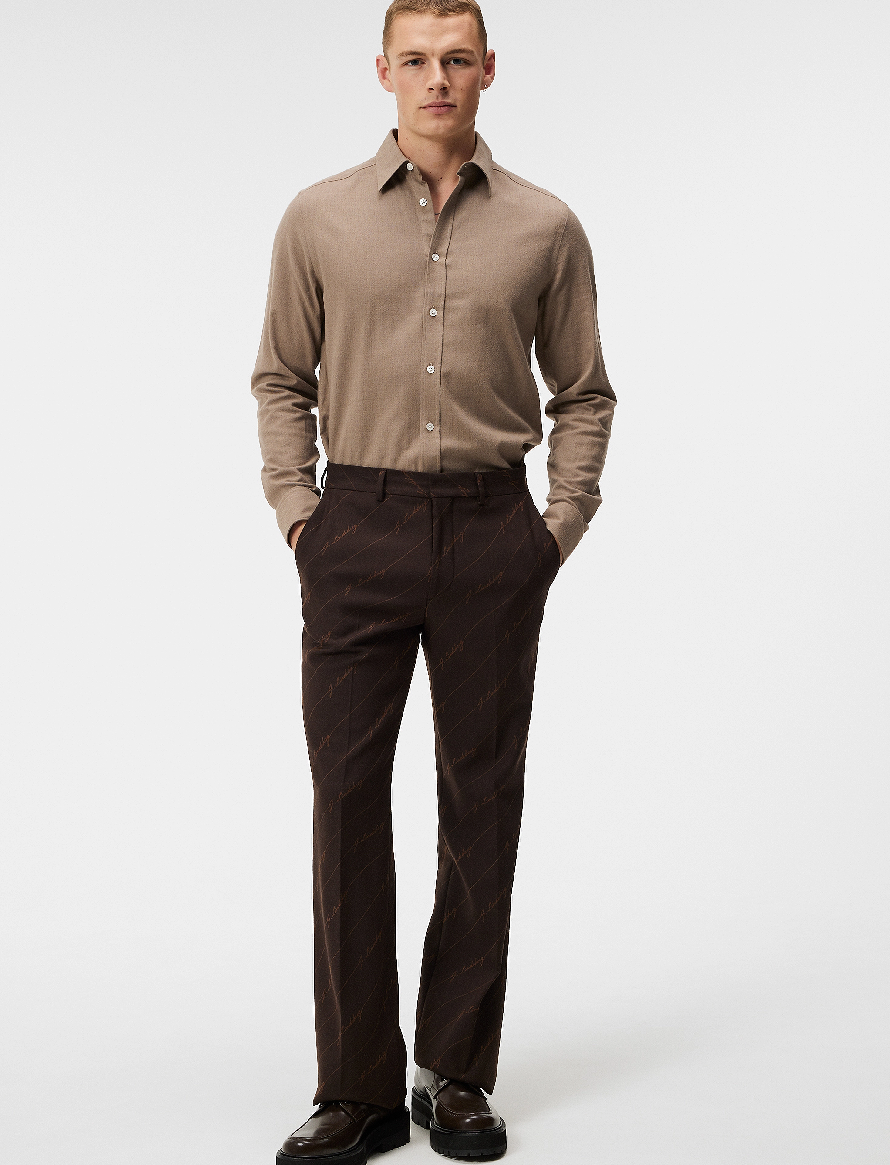 J. Lindeberg - Light Flannel Slim Shirt - butternut - 3