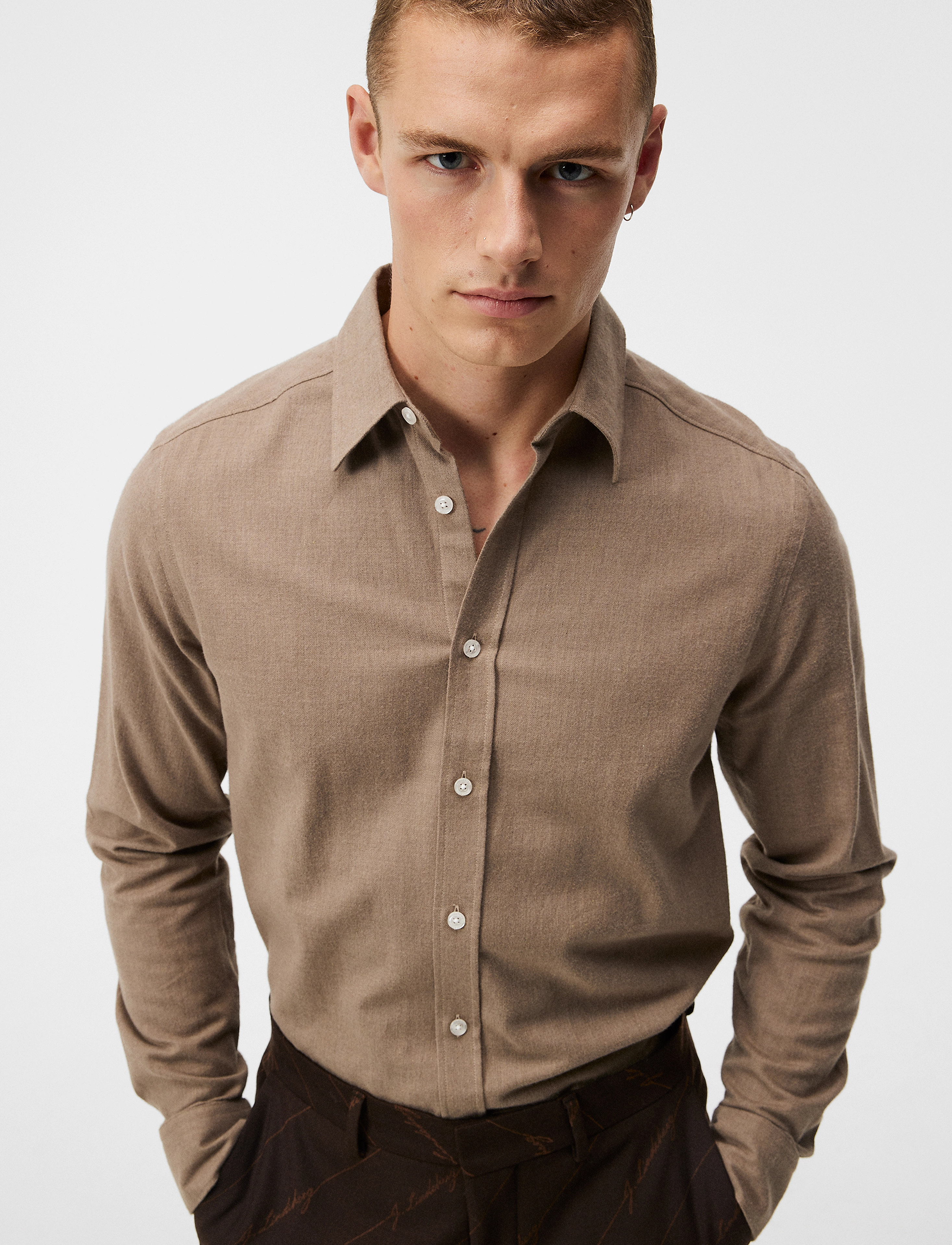 J. Lindeberg - Light Flannel Slim Shirt - butternut - 4