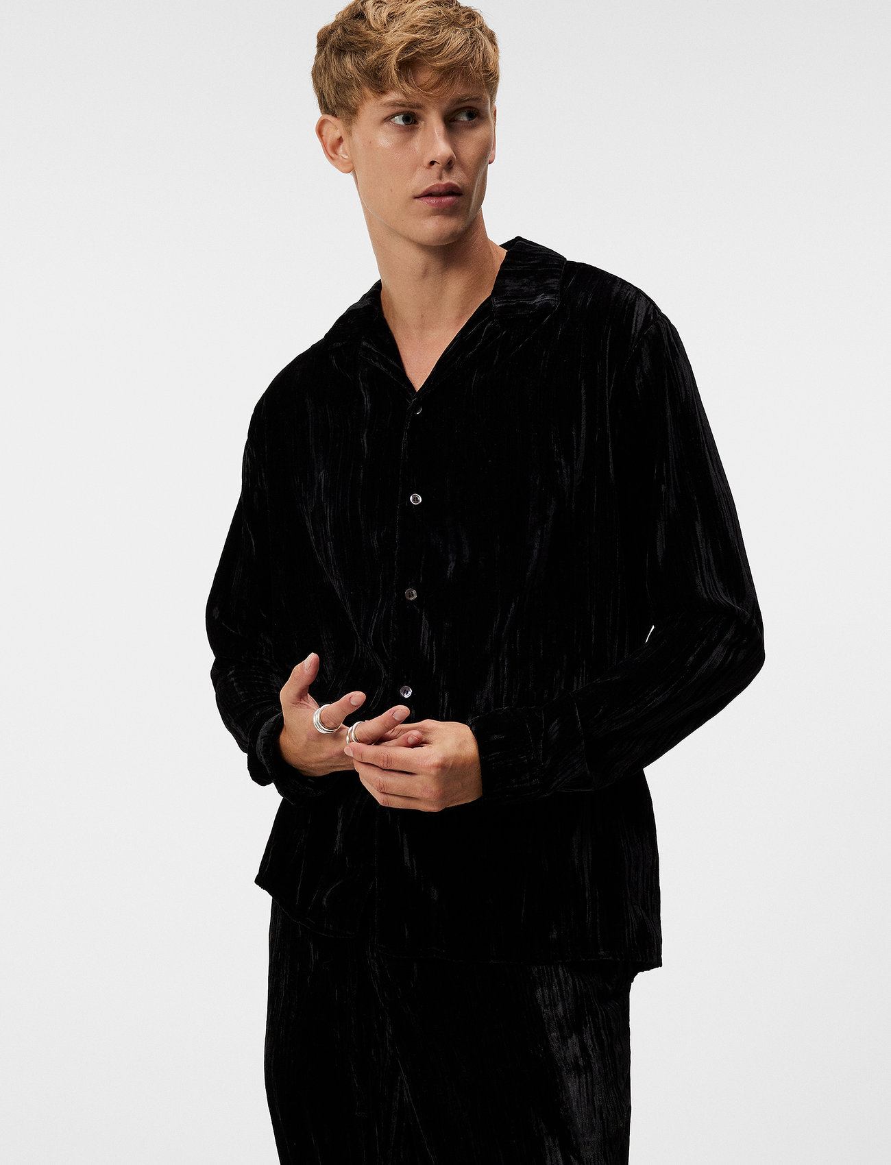 J. Lindeberg - PJ Velvet Shirt - basic shirts - black - 1