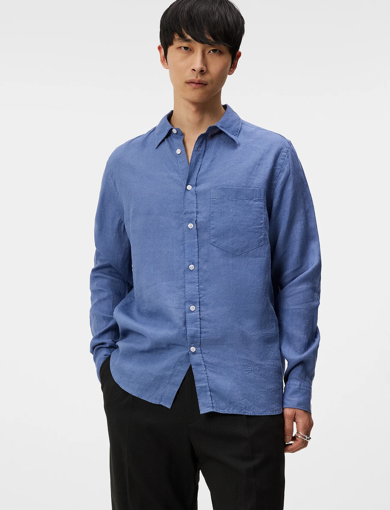 J. Lindeberg - Reg LS Clean Linen Shirt - basic-hemden - bijou blue - 0