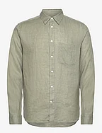 Reg LS Clean Linen Shirt - OIL GREEN