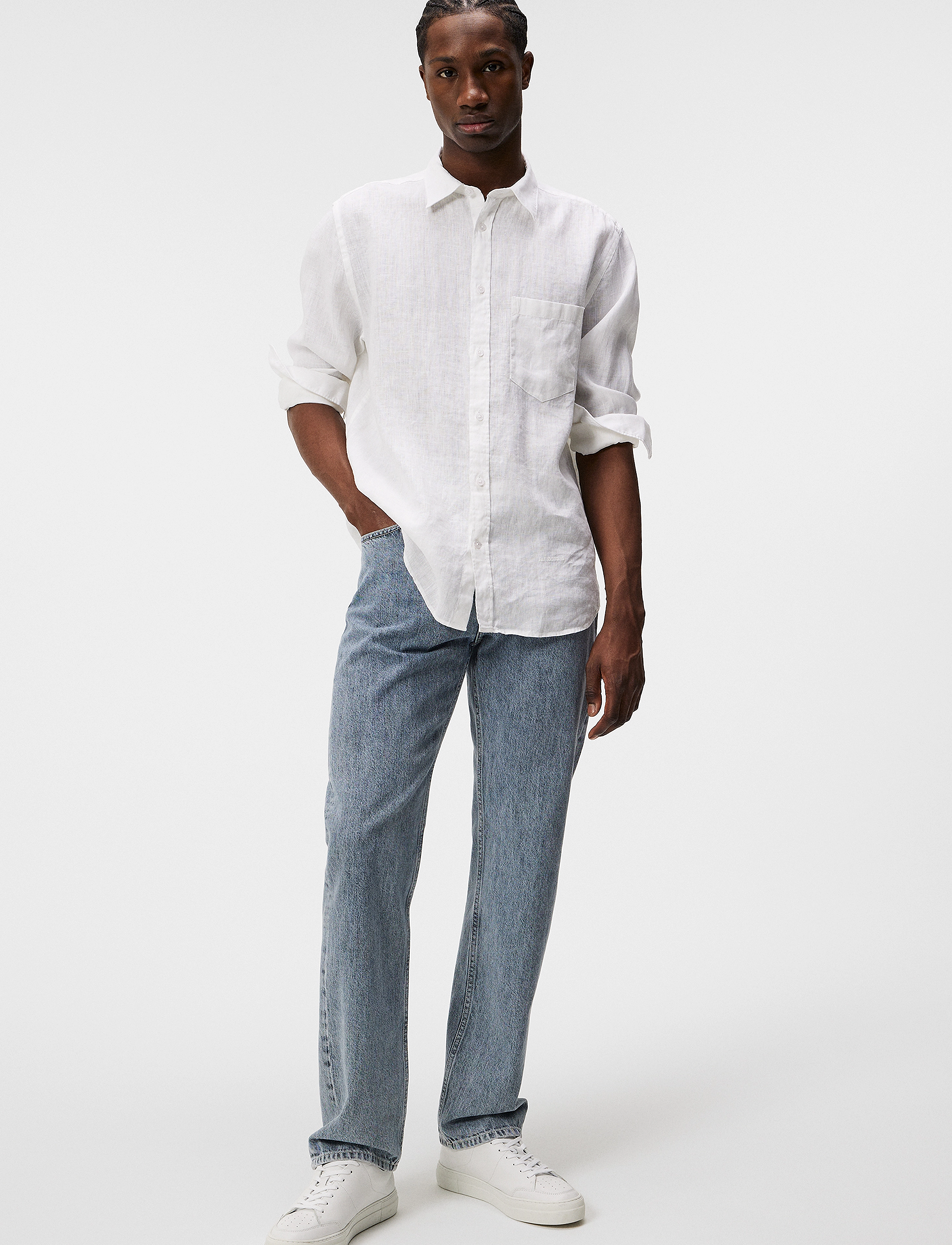 J. Lindeberg - Reg LS Clean Linen Shirt - white - 4