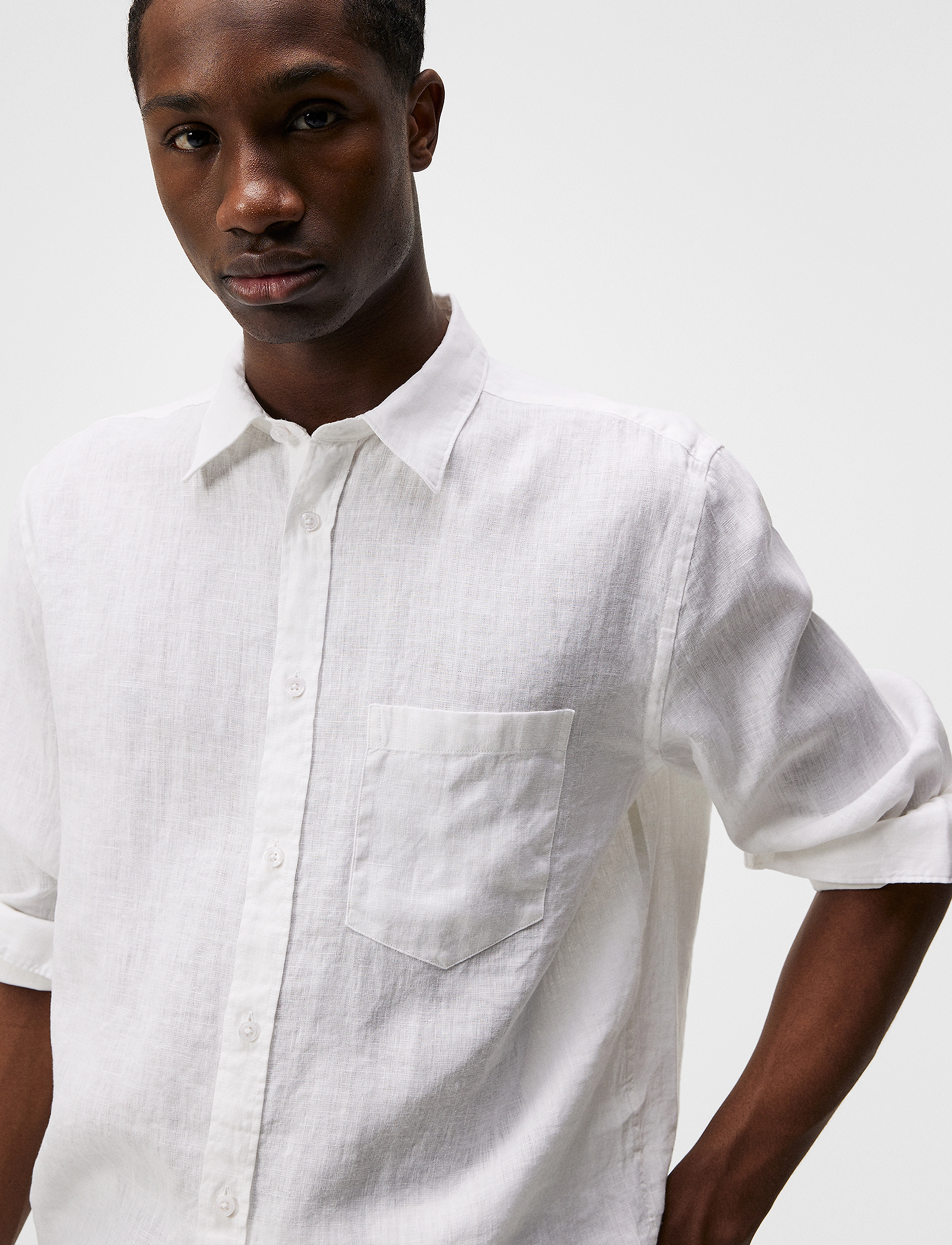 J. Lindeberg - Reg LS Clean Linen Shirt - white - 5