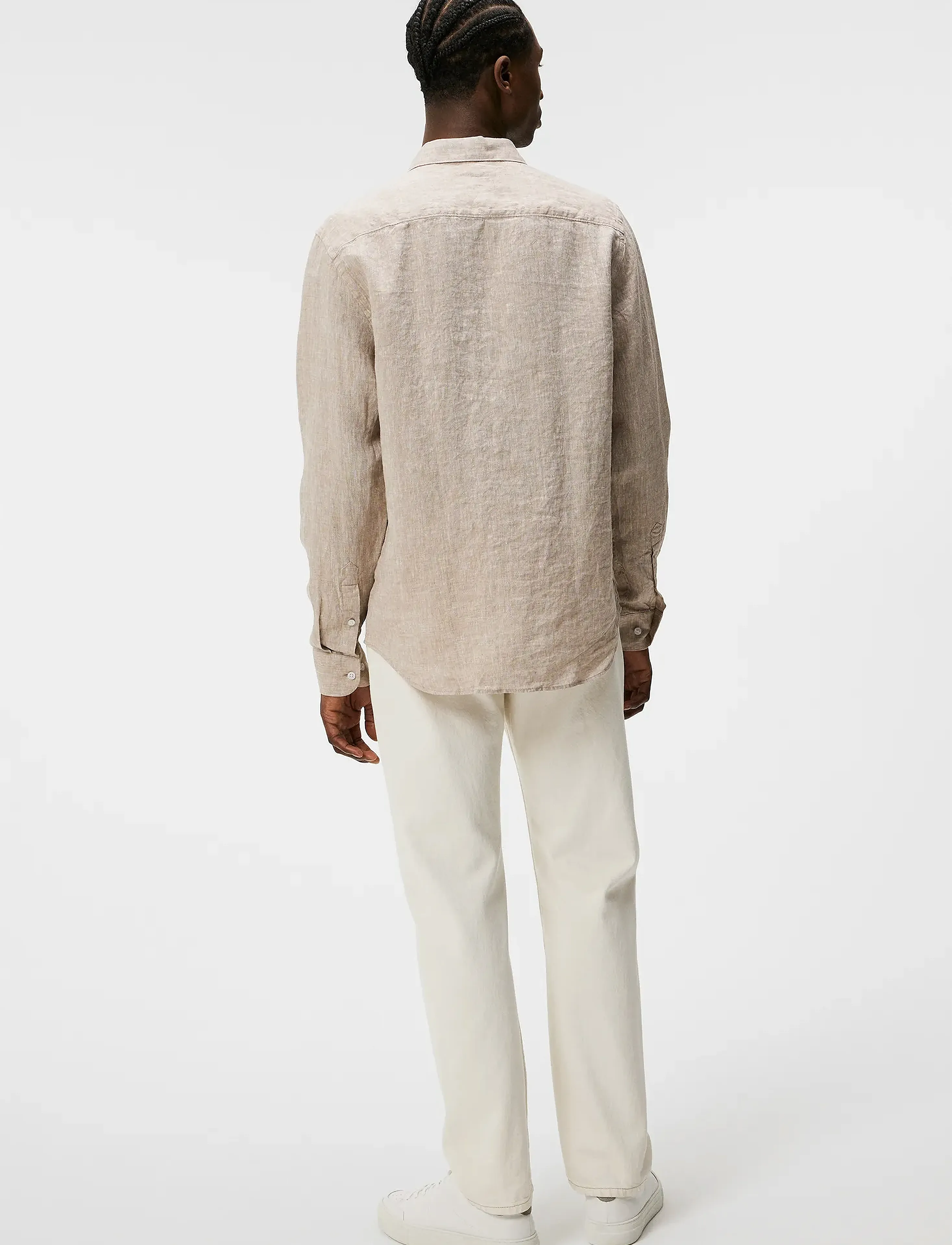 J. Lindeberg - Slim LS Linen Melange Shirt - batique khaki - 3