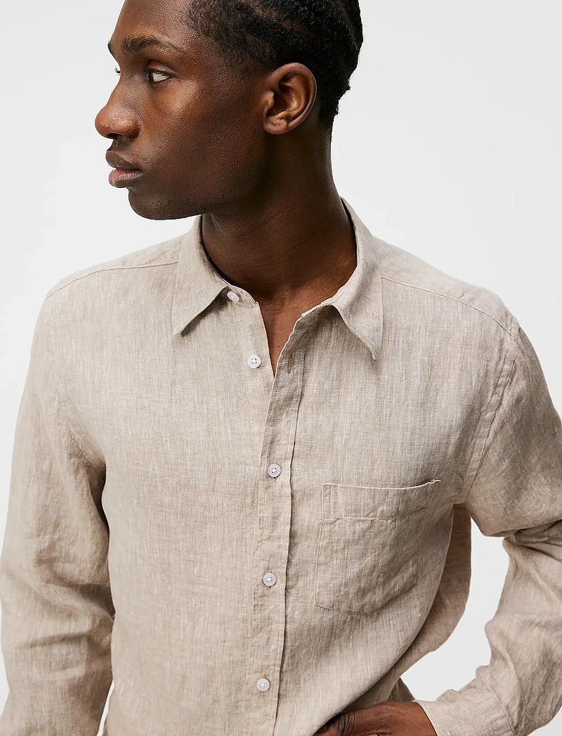 J. Lindeberg - Slim LS Linen Melange Shirt - leinenhemden - batique khaki - 5