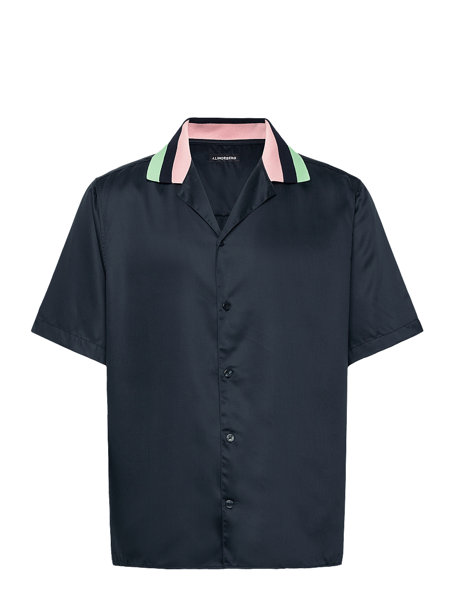 J. Lindeberg - Skala SS Knit Collar Shirt - kurzarmhemden - jl navy - 1