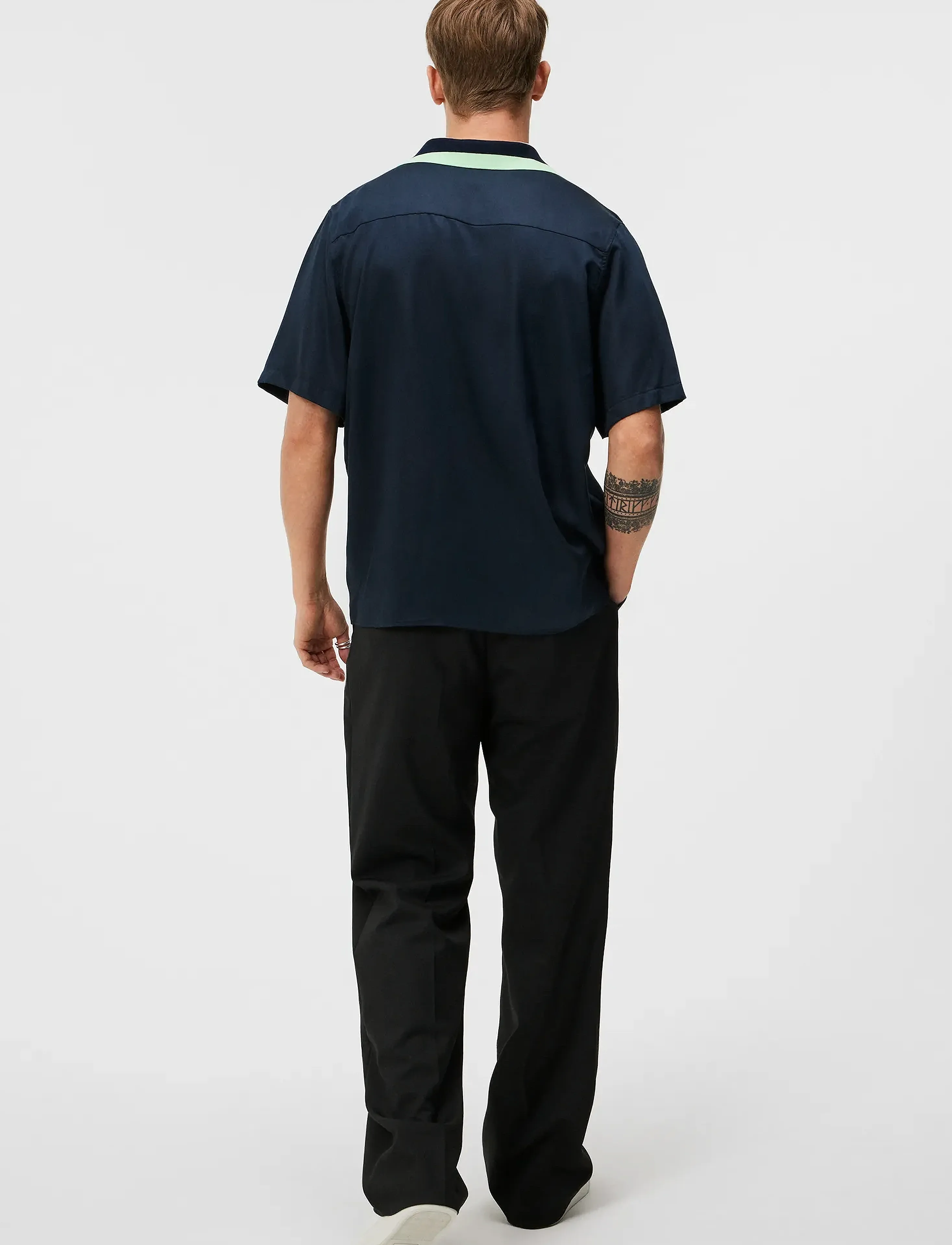 J. Lindeberg - Skala SS Knit Collar Shirt - kortærmede skjorter - jl navy - 3