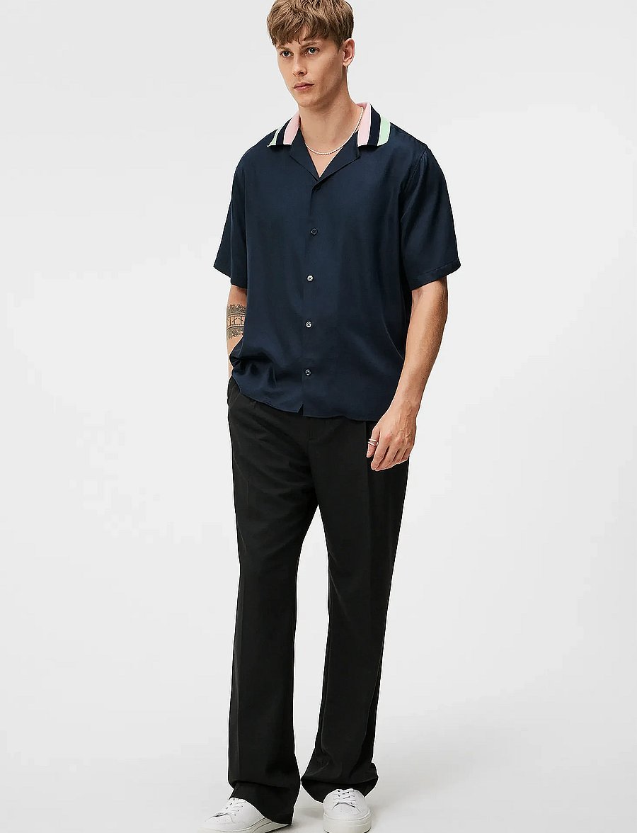J. Lindeberg - Skala SS Knit Collar Shirt - kurzarmhemden - jl navy - 4
