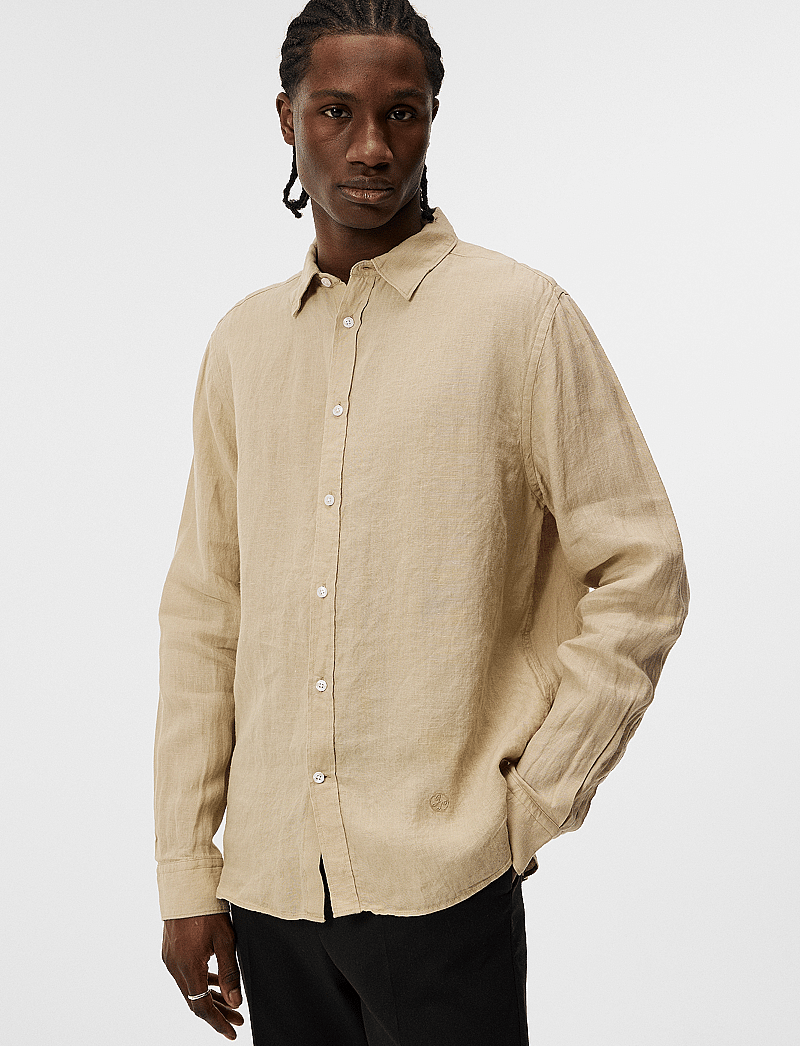 J. Lindeberg - Reg LS Clean Linen Shirt - leinenhemden - safari beige - 0