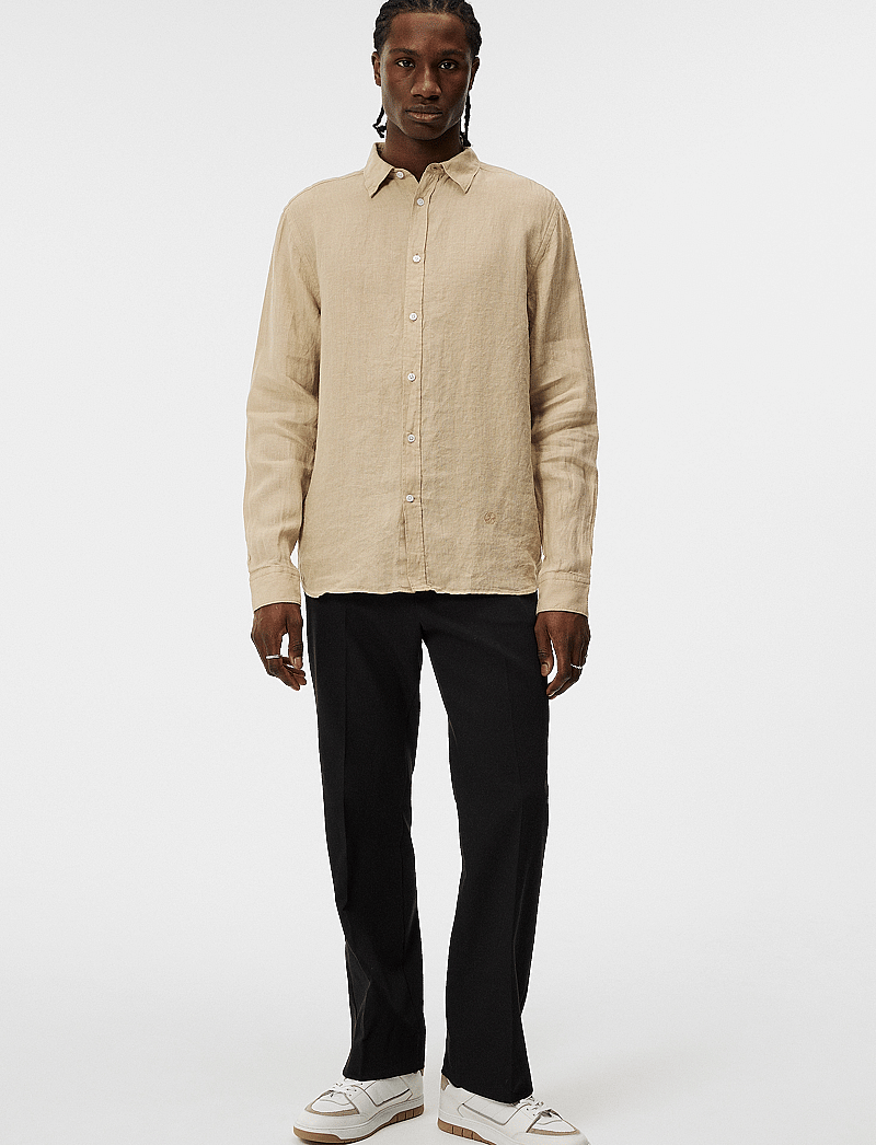 J. Lindeberg - Reg LS Clean Linen Shirt - leinenhemden - safari beige - 4