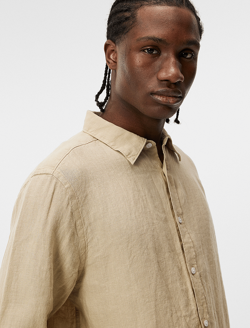 J. Lindeberg - Reg LS Clean Linen Shirt - leinenhemden - safari beige - 5