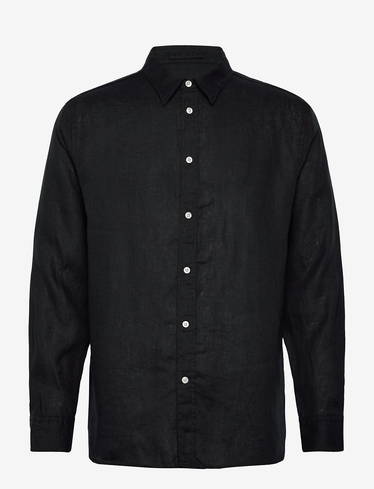 J. Lindeberg - Reg LS Clean Linen Shirt - hørskjorter - black - 1