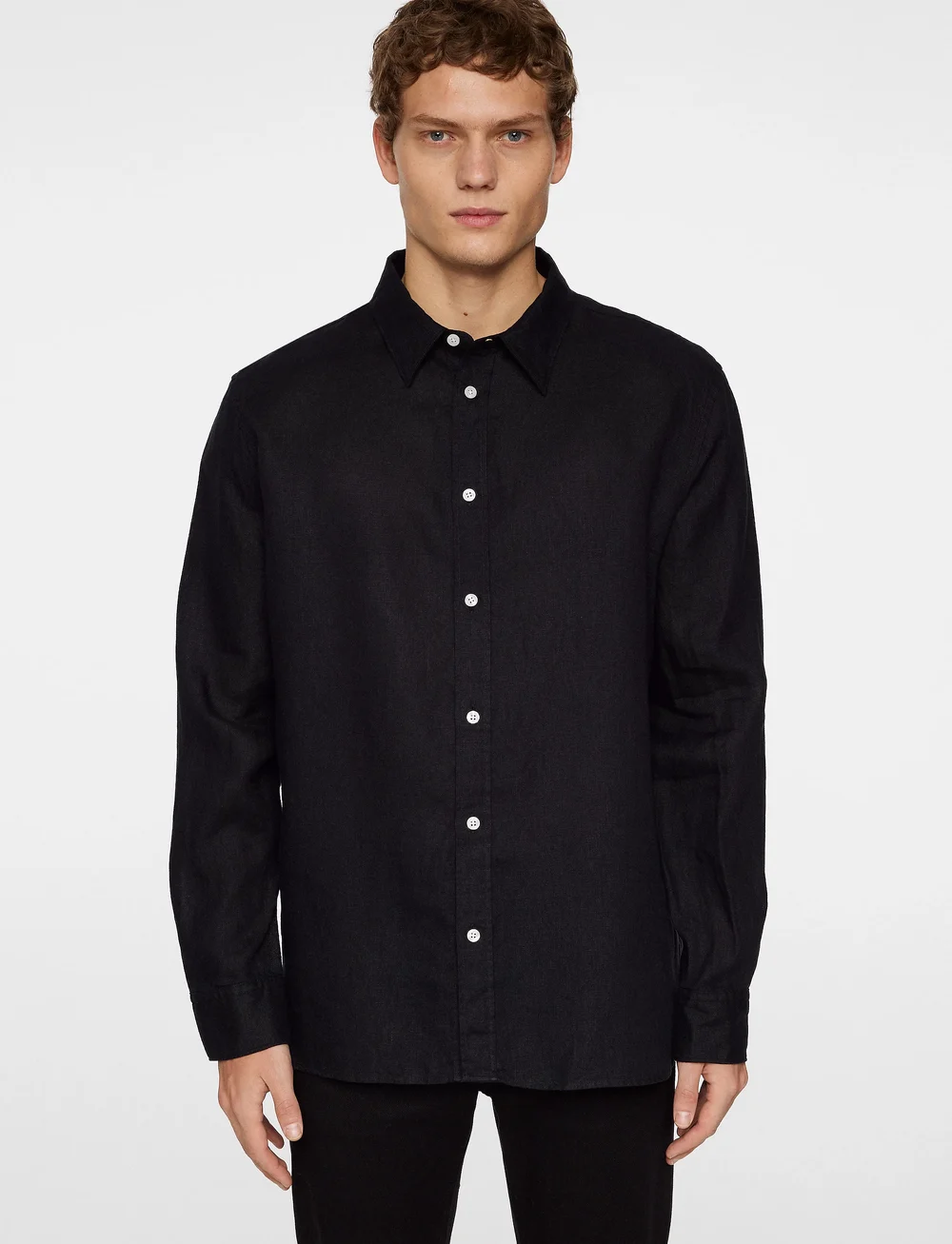 J. Lindeberg - Reg LS Clean Linen Shirt - linased särgid - black - 0