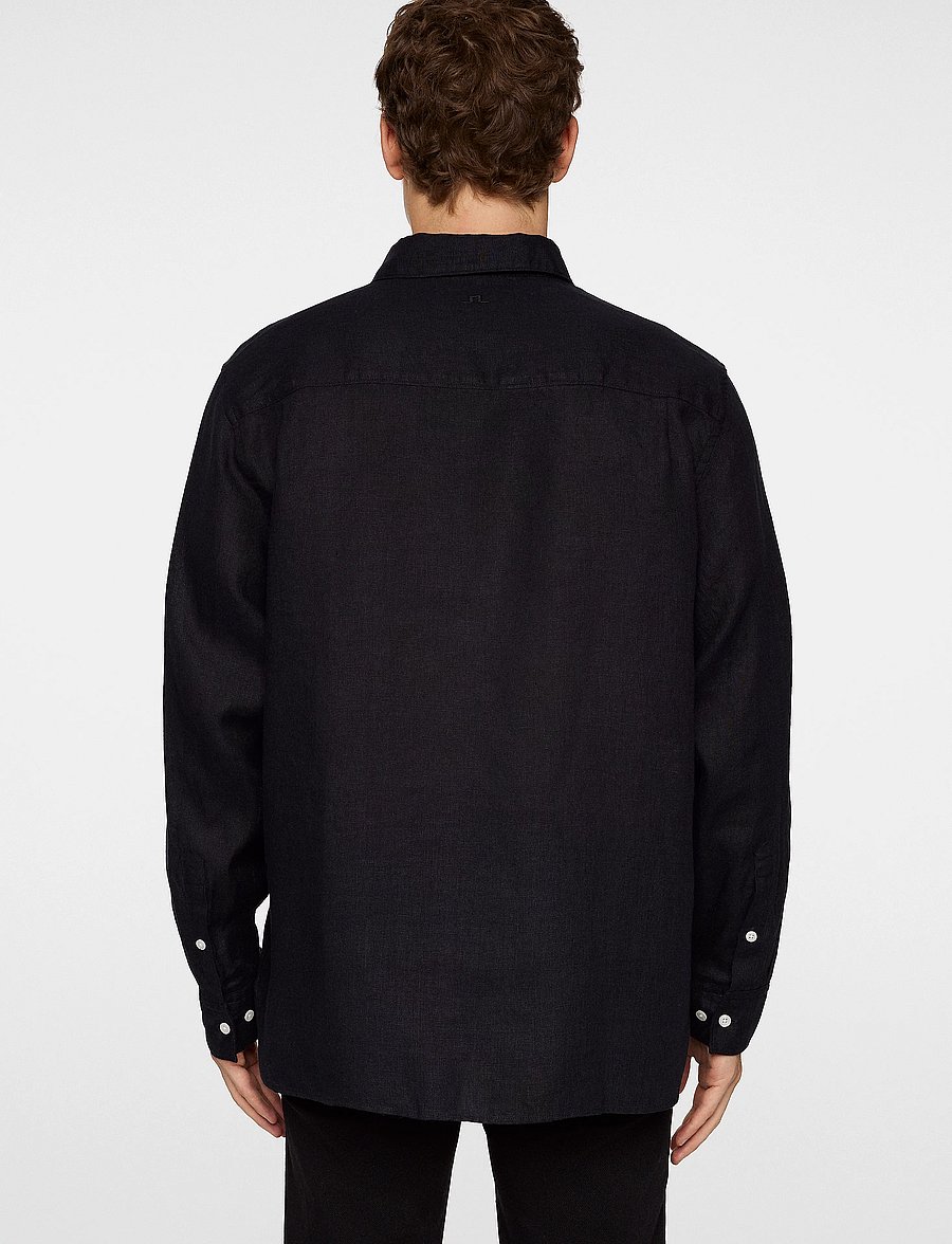 J. Lindeberg - Reg LS Clean Linen Shirt - chemises de lin - black - 3