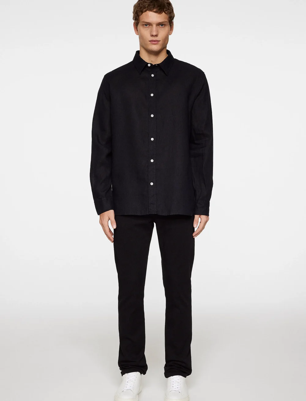 J. Lindeberg - Reg LS Clean Linen Shirt - linased särgid - black - 4