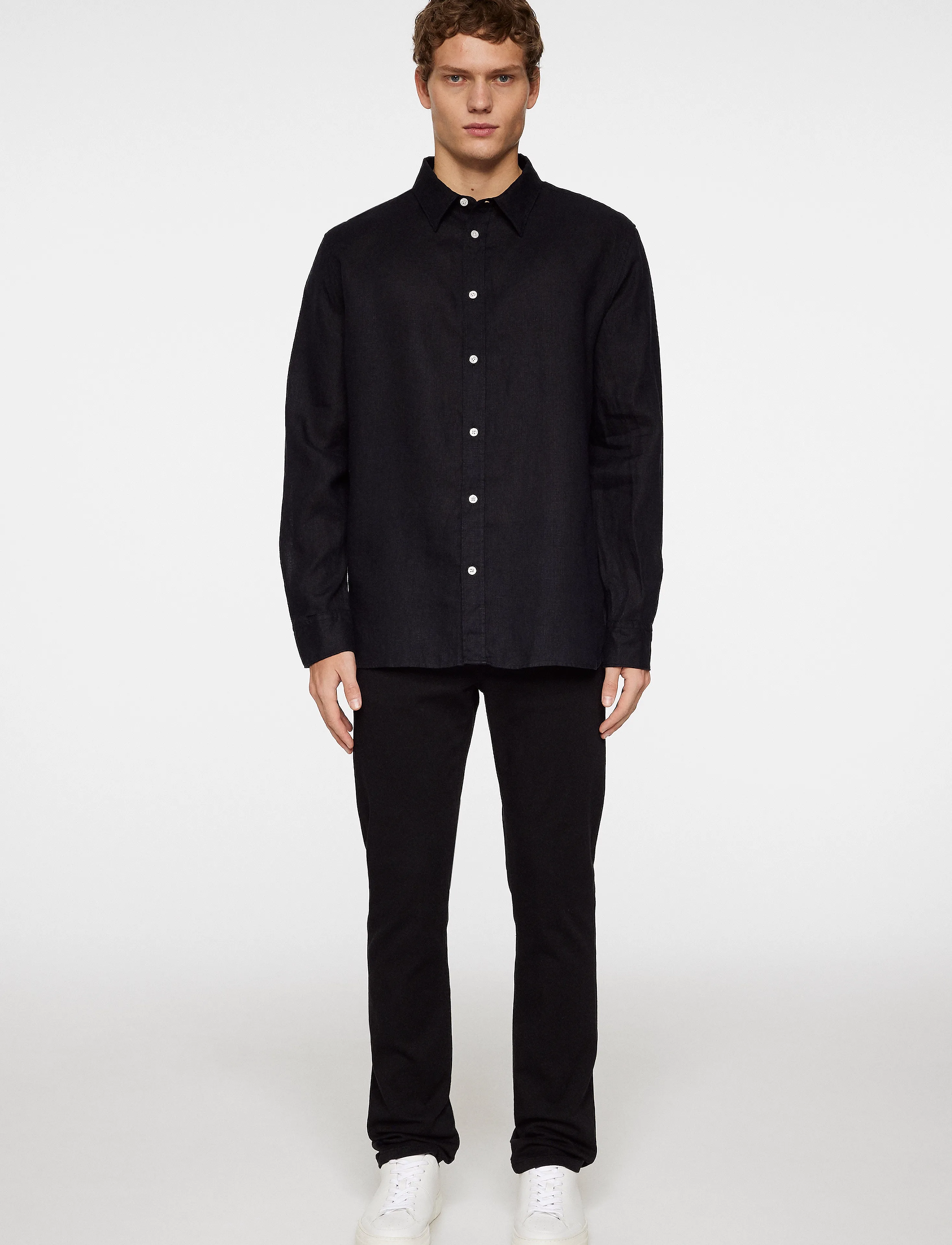J. Lindeberg - Reg LS Clean Linen Shirt - linen shirts - black - 4