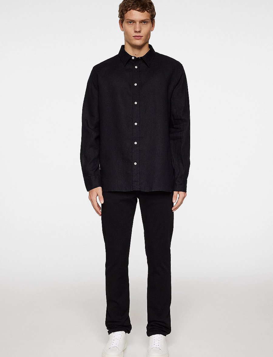 J. Lindeberg - Reg LS Clean Linen Shirt - chemises de lin - black - 4