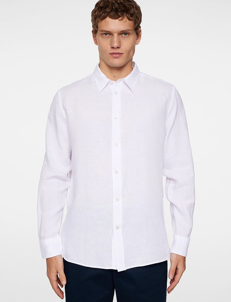 J. Lindeberg - Reg LS Clean Linen Shirt - linneskjortor - white - 0