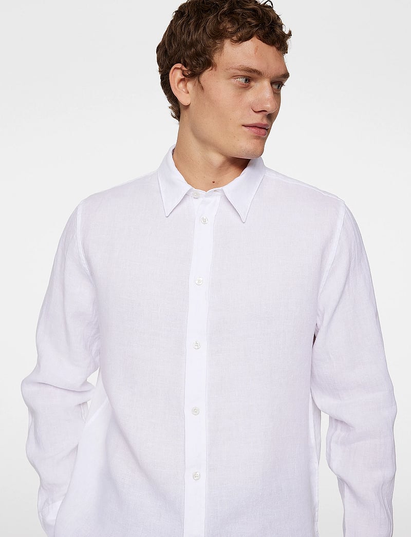 J. Lindeberg - Reg LS Clean Linen Shirt - linneskjortor - white - 5