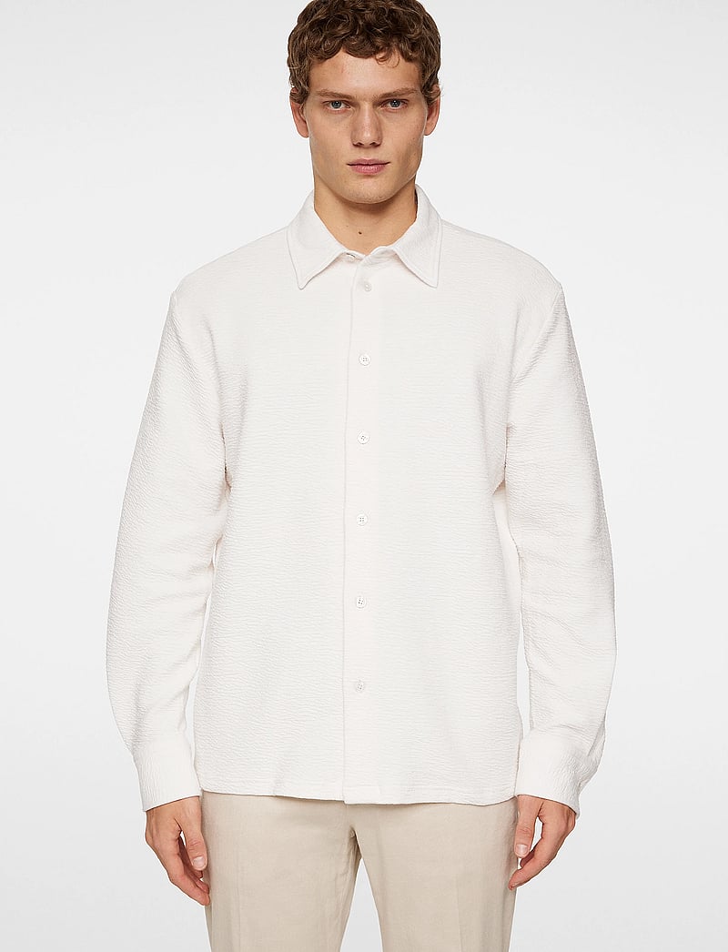 J. Lindeberg - Reg LS Crinkle Jersey Shirt - casual shirts - cloud white - 0
