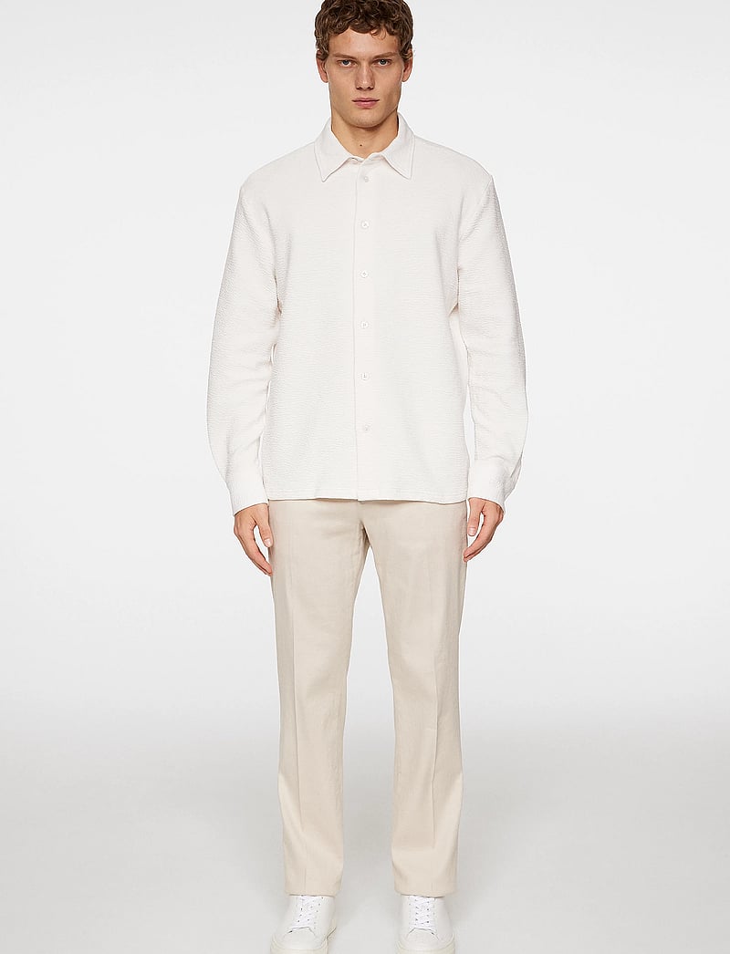 J. Lindeberg - Reg LS Crinkle Jersey Shirt - casual shirts - cloud white - 4