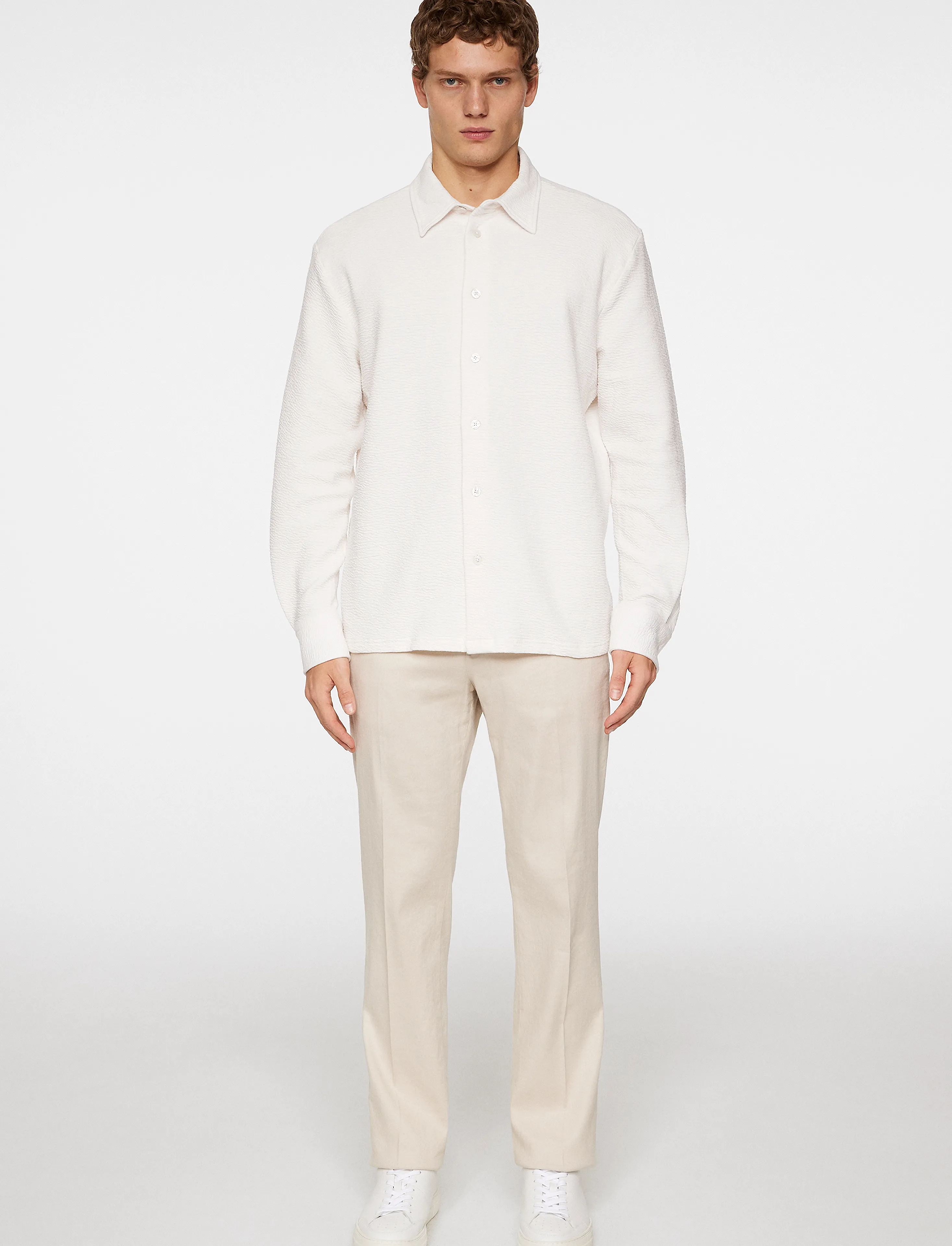 J. Lindeberg - Reg LS Crinkle Jersey Shirt - casual hemden - cloud white - 4