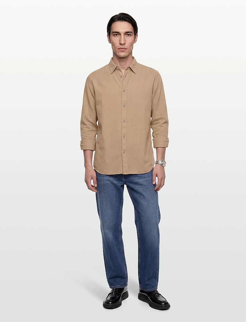 J. Lindeberg - Reg LS Struct Gmd Tencel Shirt - casual skjortor - batique khaki - 0