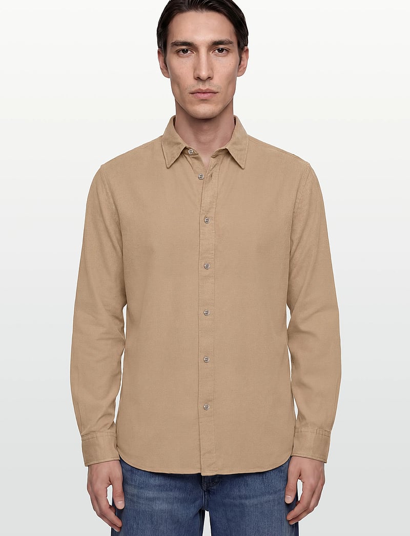 J. Lindeberg - Reg LS Struct Gmd Tencel Shirt - casual skjortor - batique khaki - 3