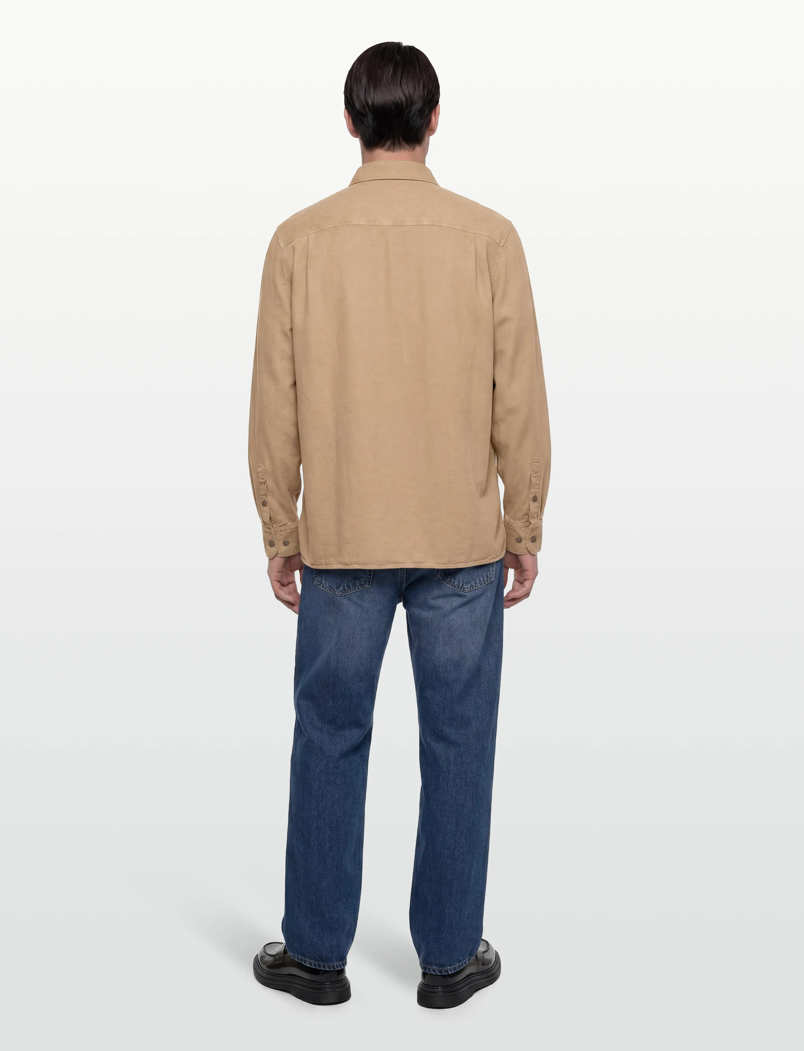J. Lindeberg - Reg LS Struct Gmd Tencel Shirt - skyrtur - batique khaki - 4