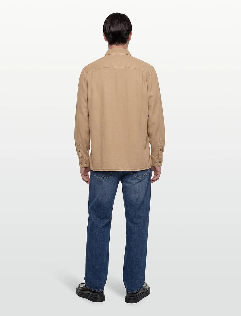 J. Lindeberg - Reg LS Struct Gmd Tencel Shirt - casual skjortor - batique khaki - 4