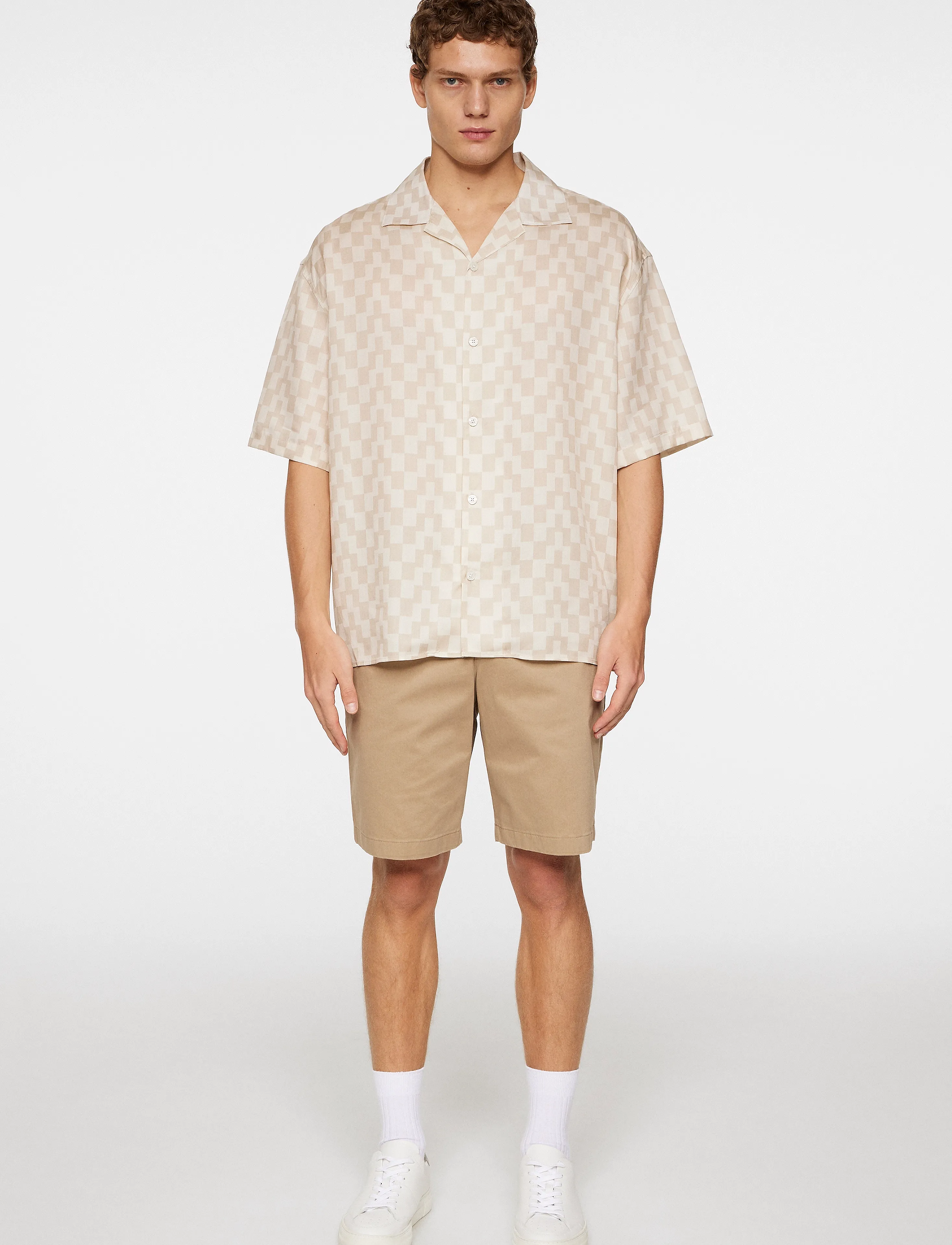 J. Lindeberg - Ellis Stack Bridge Print Shirt - kortärmade skjortor - moonbeam - 4