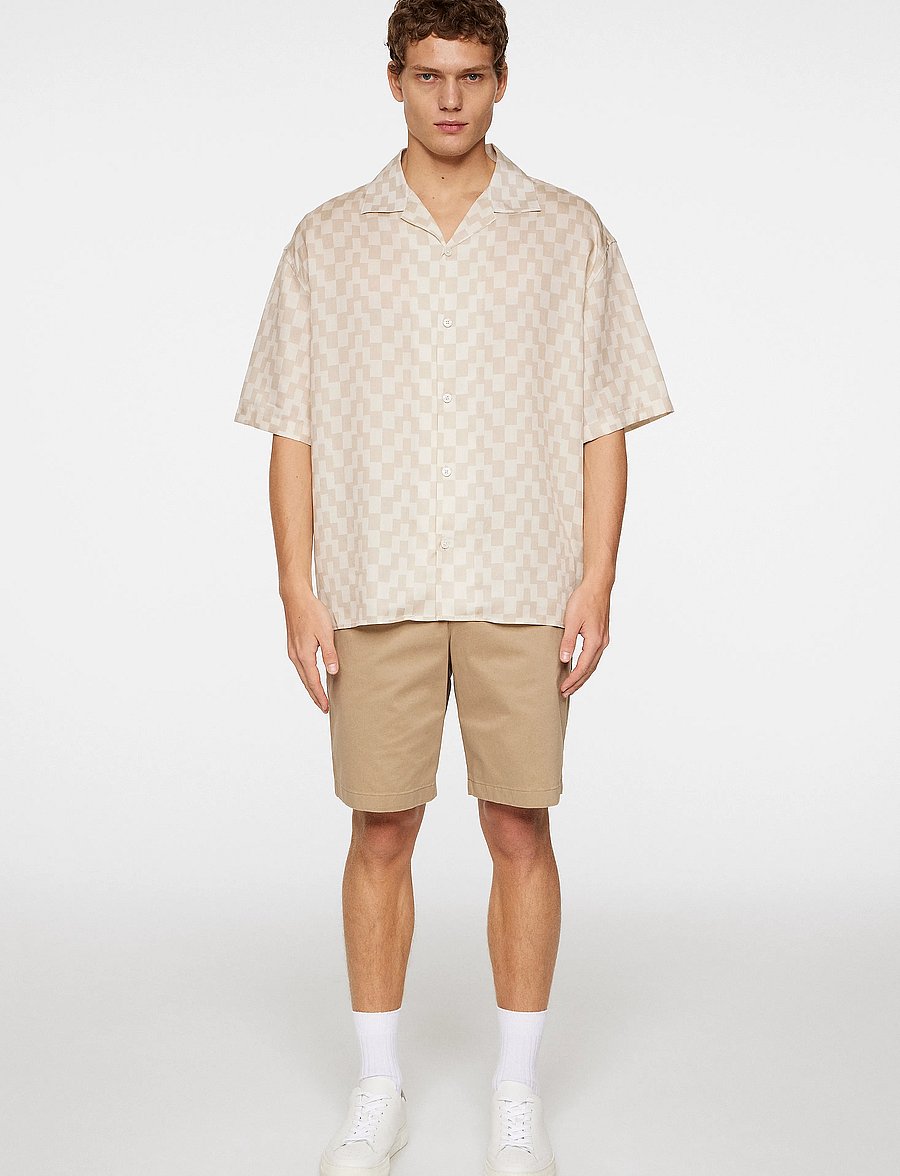 J. Lindeberg - Ellis Stack Bridge Print Shirt - lühikeste varrukatega särgid - moonbeam - 4