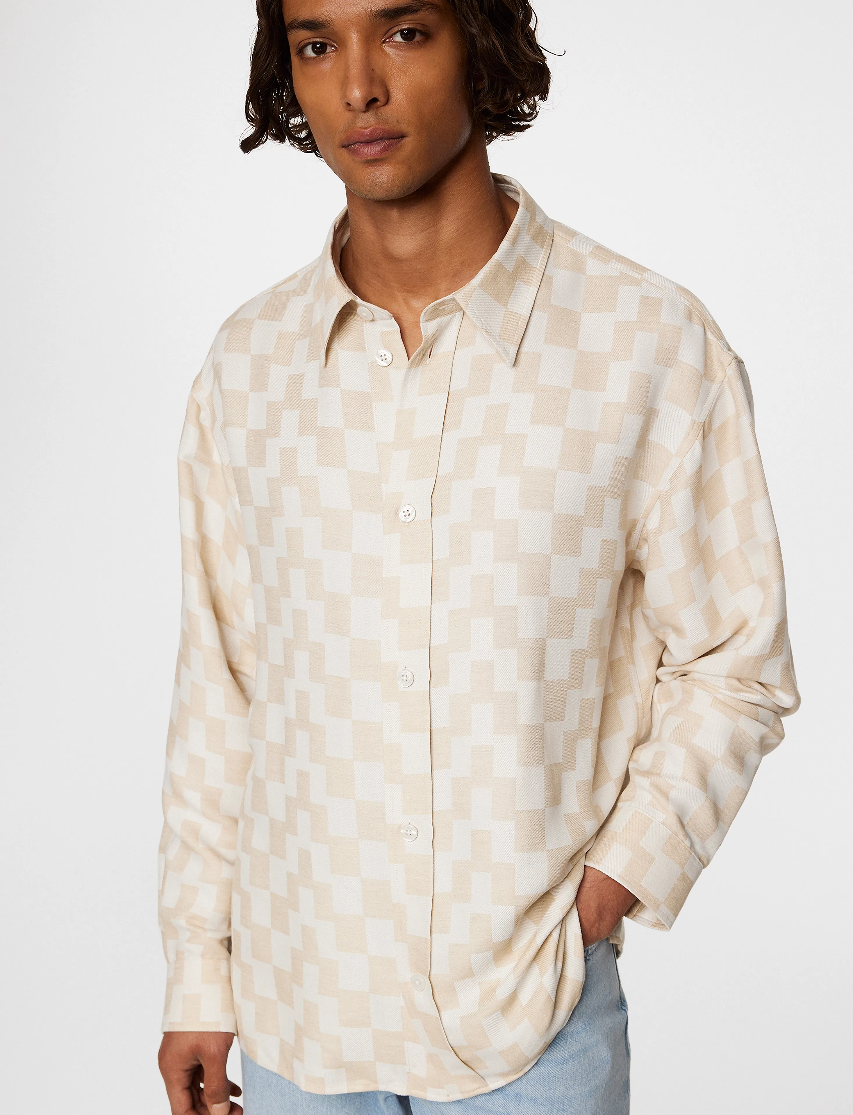 J. Lindeberg - Howard Jacquard Shirt - kuviolliset paidat - moonbeam - 5