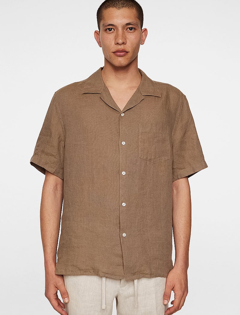 J. Lindeberg - Elio Linen Melange Shirt - leinenhemden - sepia tint - 0