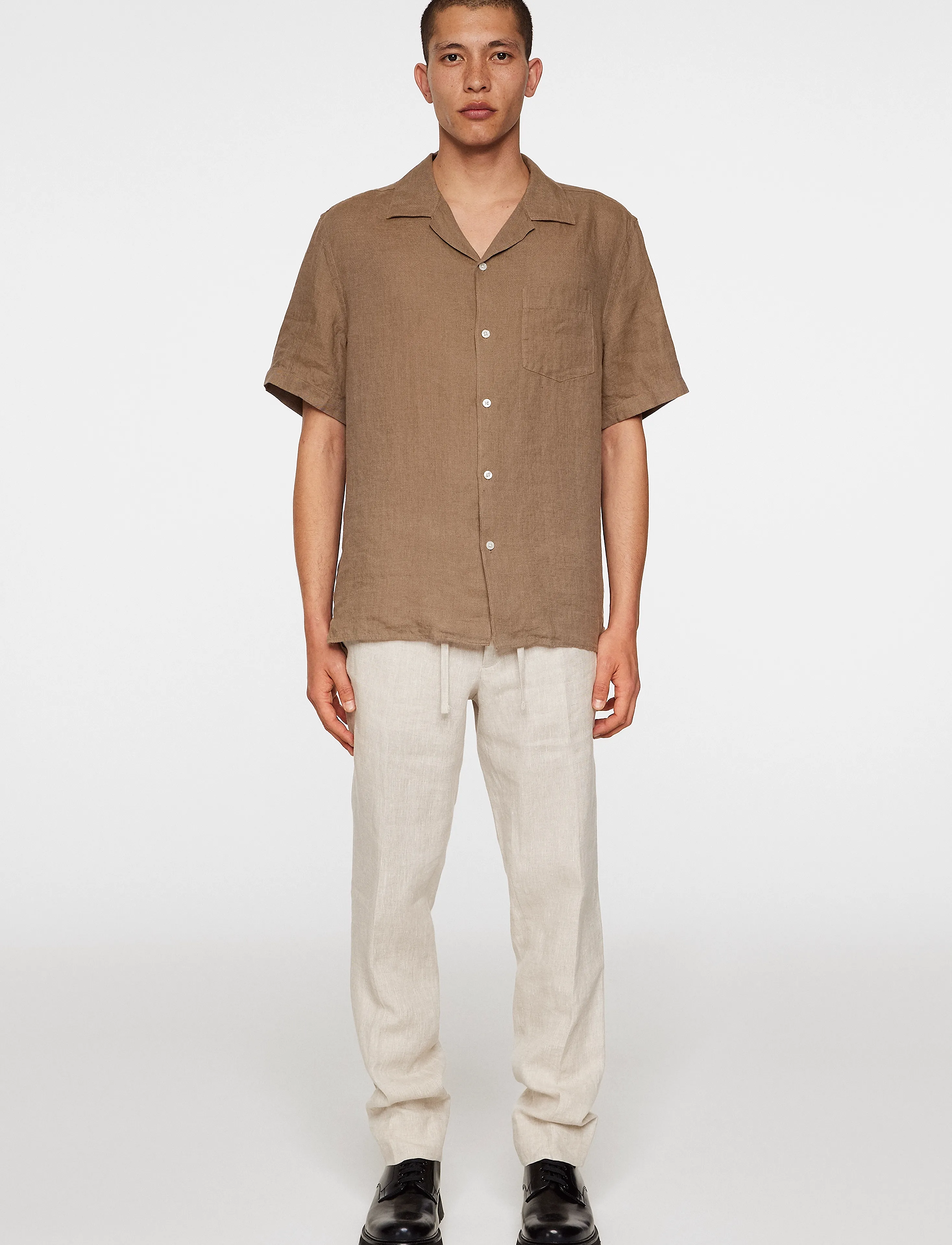 J. Lindeberg - Elio Linen Melange Shirt - sepia tint - 4