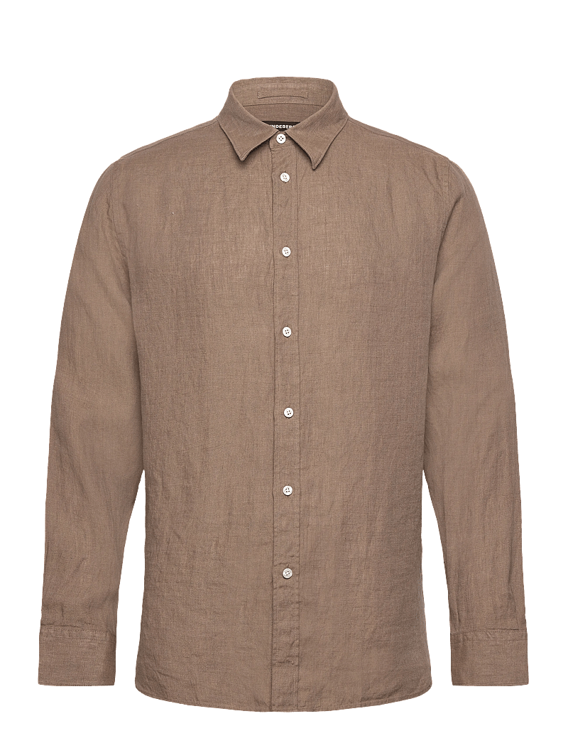 J. Lindeberg - Reg LS Linen Melange Shirt - hørskjorter - sepia tint - 1