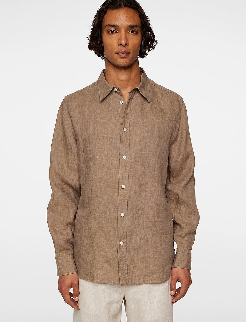 J. Lindeberg - Reg LS Linen Melange Shirt - hørskjorter - sepia tint - 0