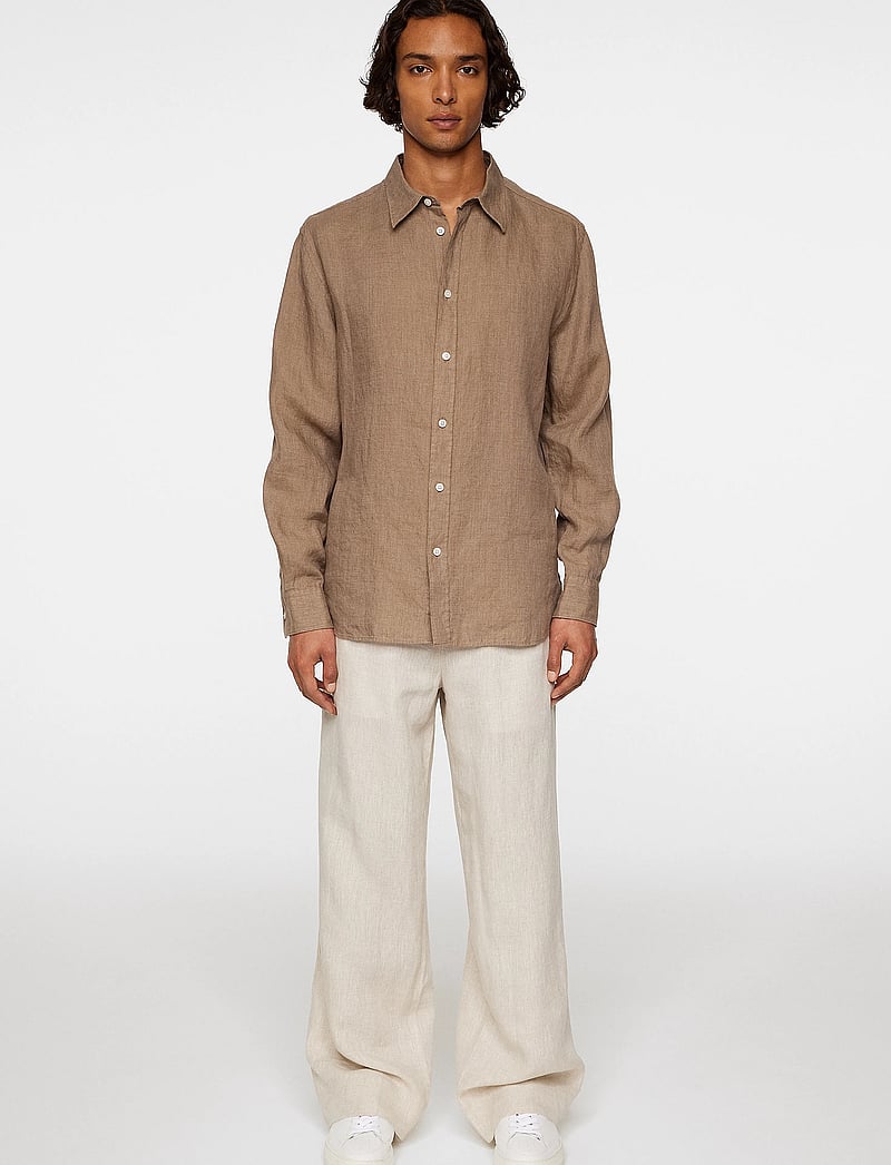 J. Lindeberg - Reg LS Linen Melange Shirt - hørskjorter - sepia tint - 4