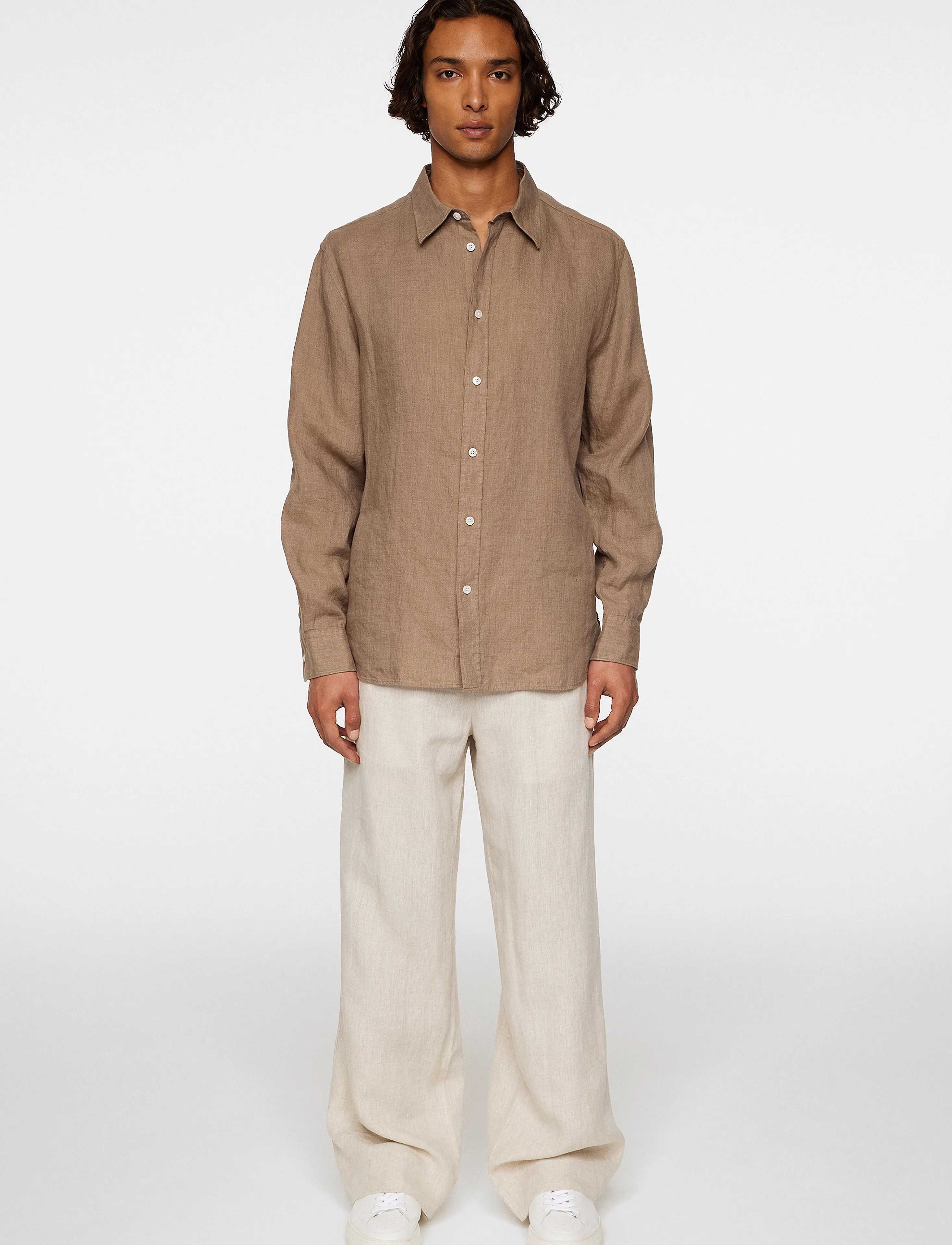 J. Lindeberg - Reg LS Linen Melange Shirt - linneskjortor - sepia tint - 4