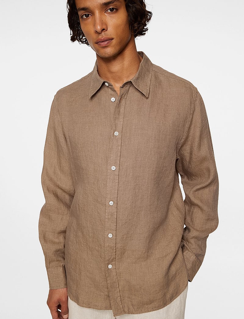J. Lindeberg - Reg LS Linen Melange Shirt - hørskjorter - sepia tint - 5