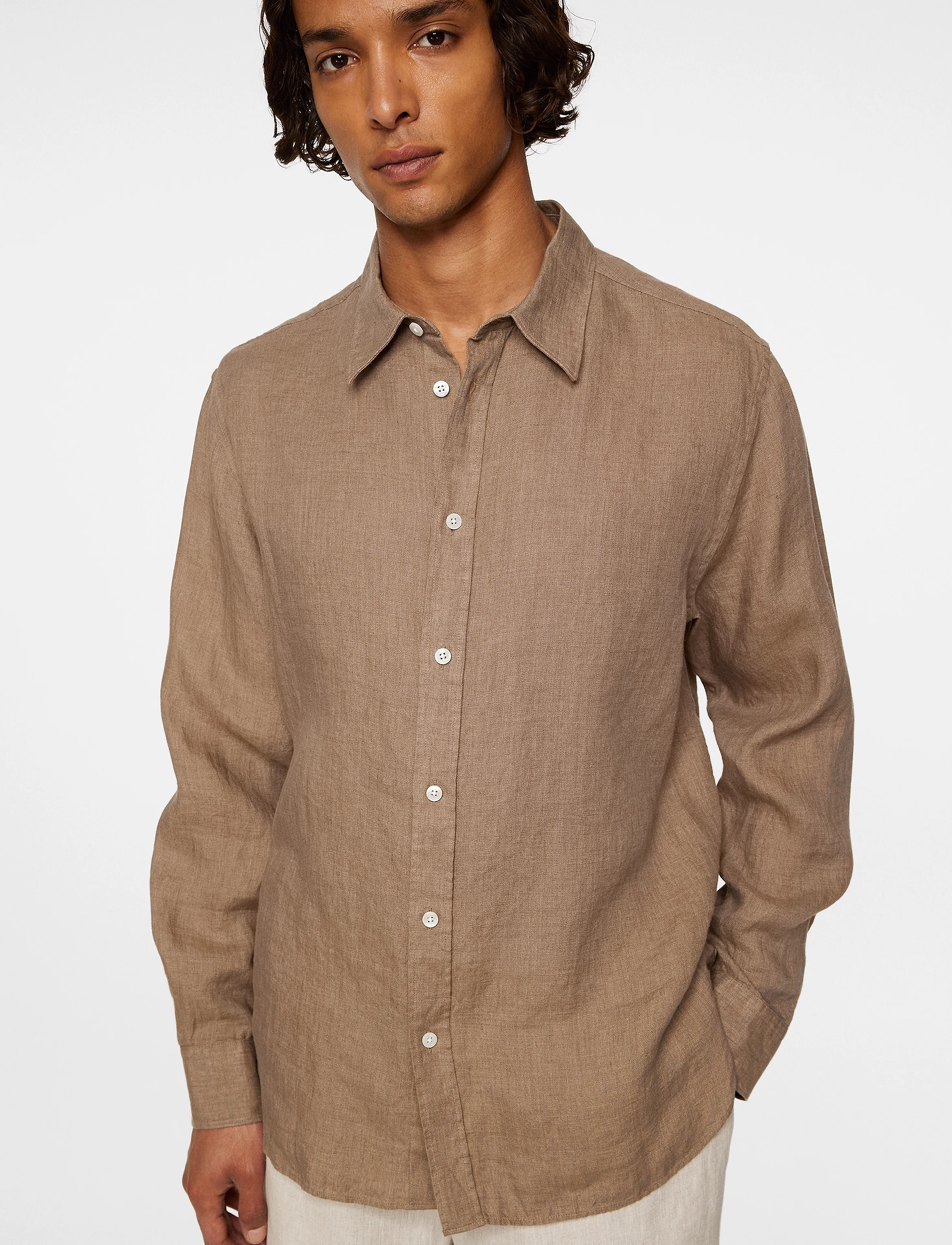 J. Lindeberg - Reg LS Linen Melange Shirt - linneskjortor - sepia tint - 5