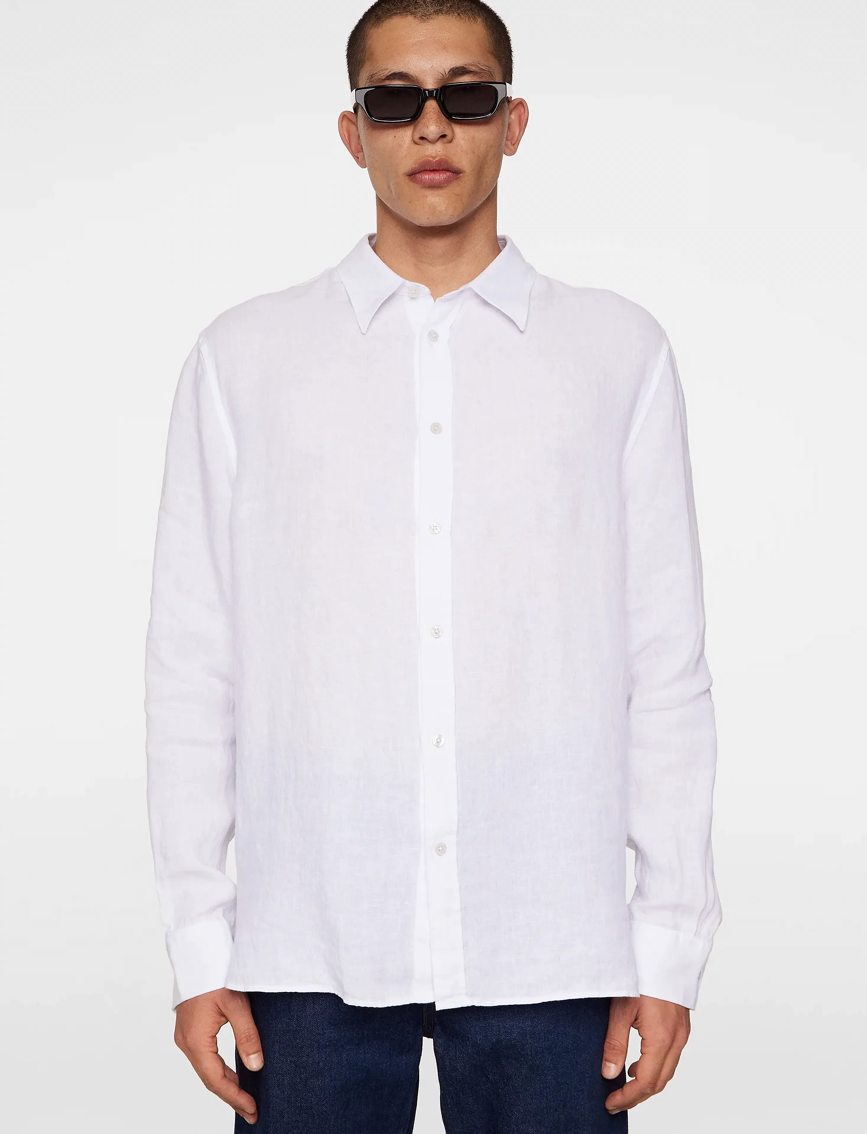J. Lindeberg Reg LS Linen Melange Shirt - Deals - WHITE / white