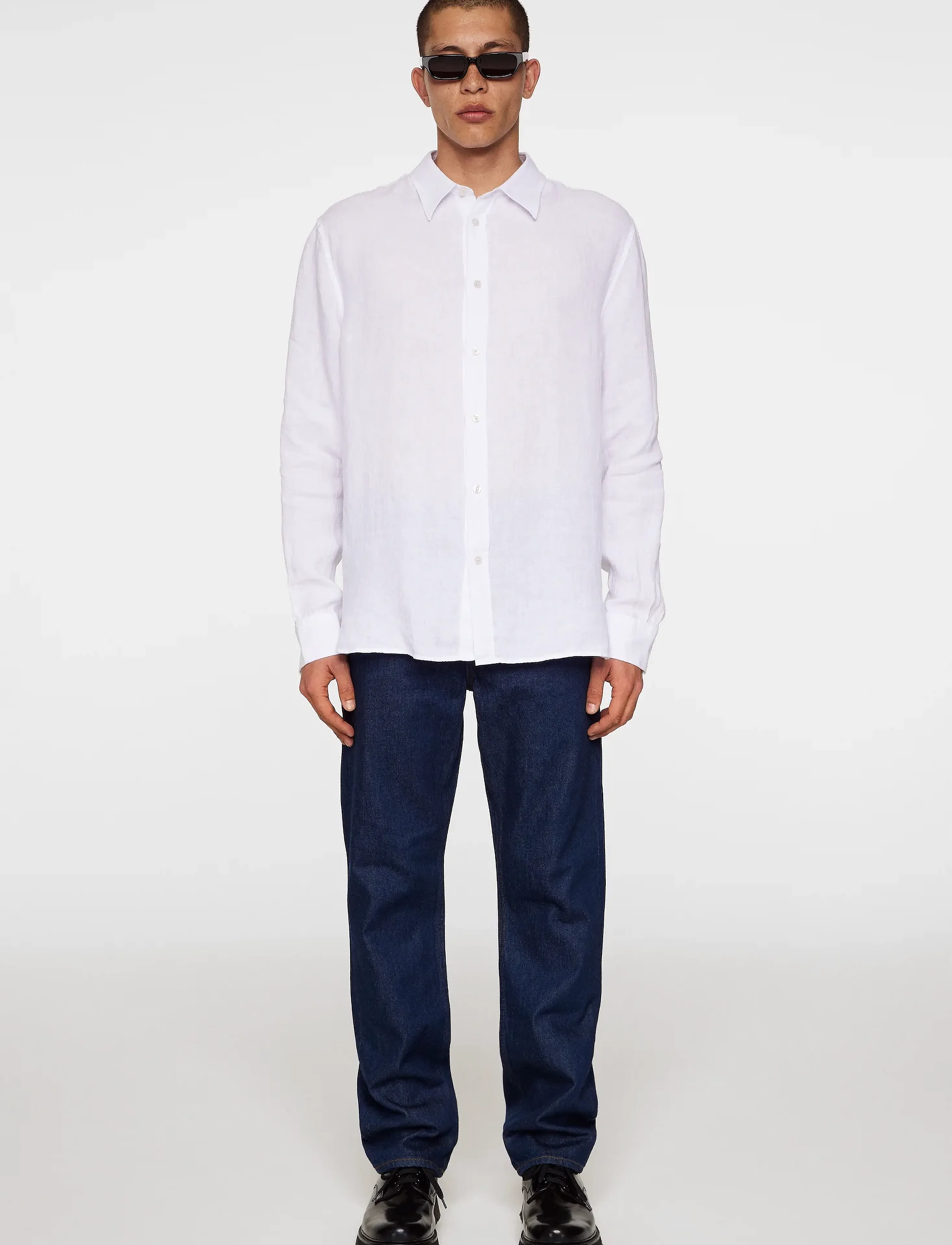 J. Lindeberg - Reg LS Linen Melange Shirt - hørskjorter - white - 3