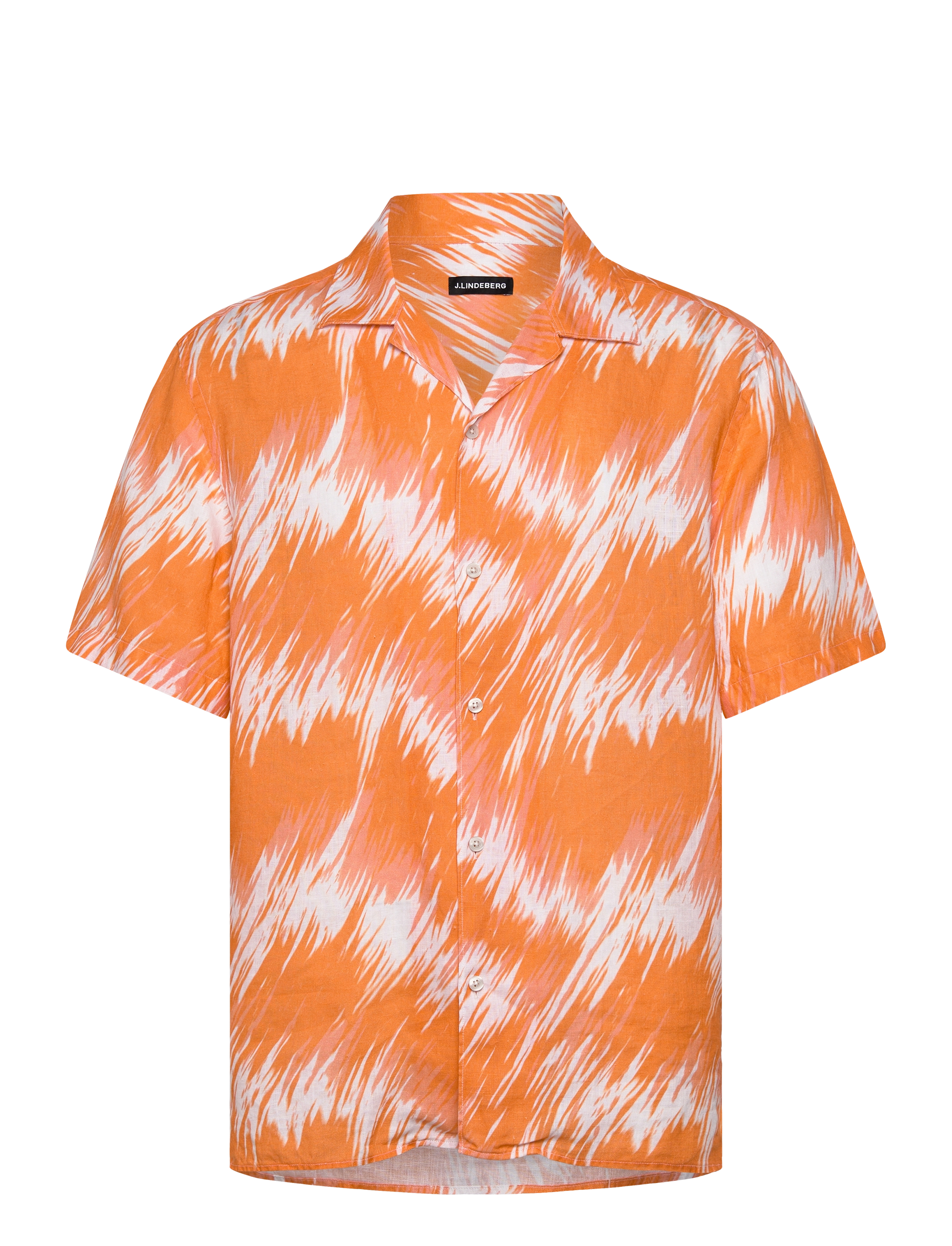 Elio Linen Printed Shirt - THUNDERSTORM ORANGE M
